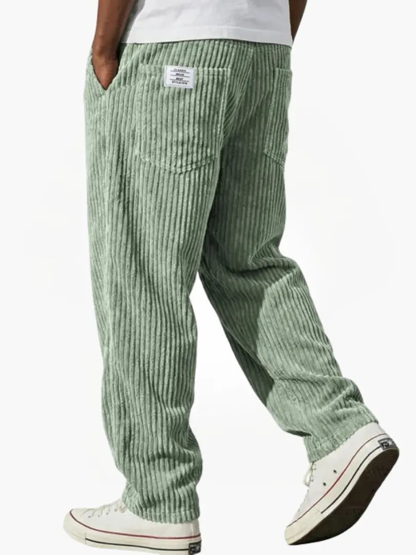 Men's Straight Leg Cord Trousers Relaxed Fit Casual Everyday Wear