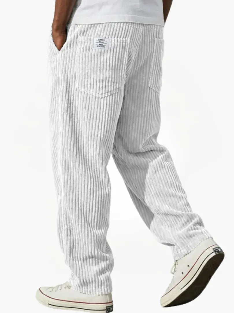 Men's Straight Leg Cord Trousers Relaxed Fit Casual Everyday Wear