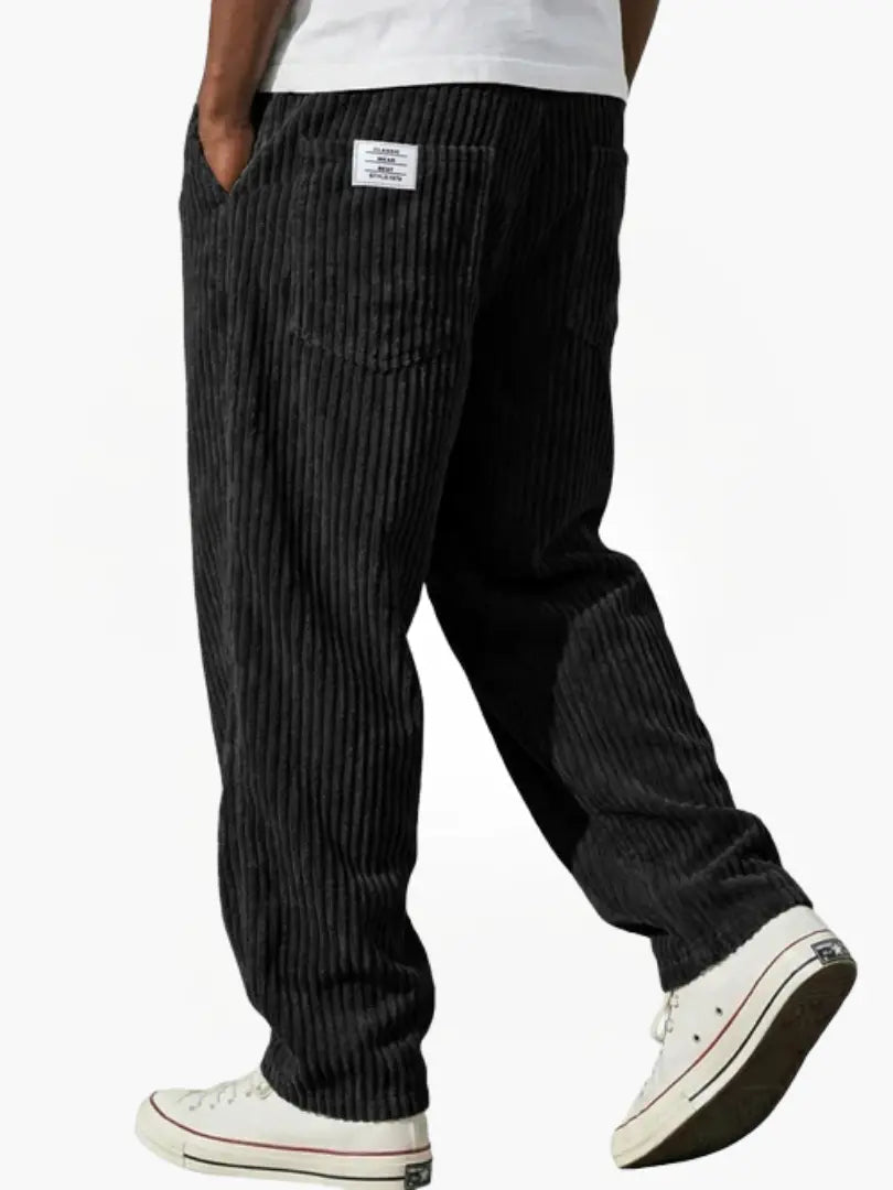Men's Straight Leg Cord Trousers Relaxed Fit Casual Everyday Wear