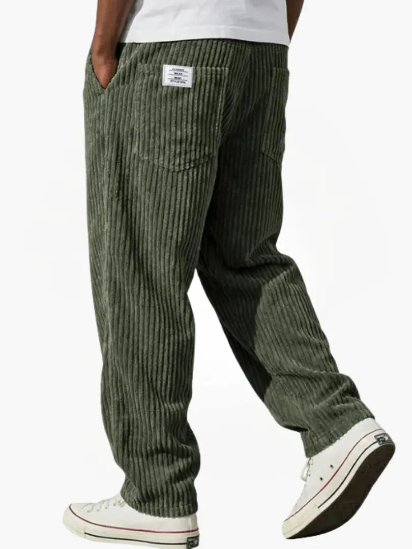 Men's Straight Leg Cord Trousers Relaxed Fit Casual Everyday Wear