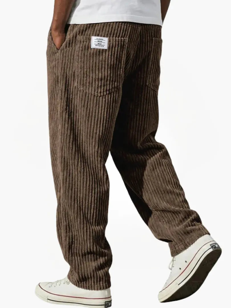 Men's Straight Leg Cord Trousers Relaxed Fit Casual Everyday Wear