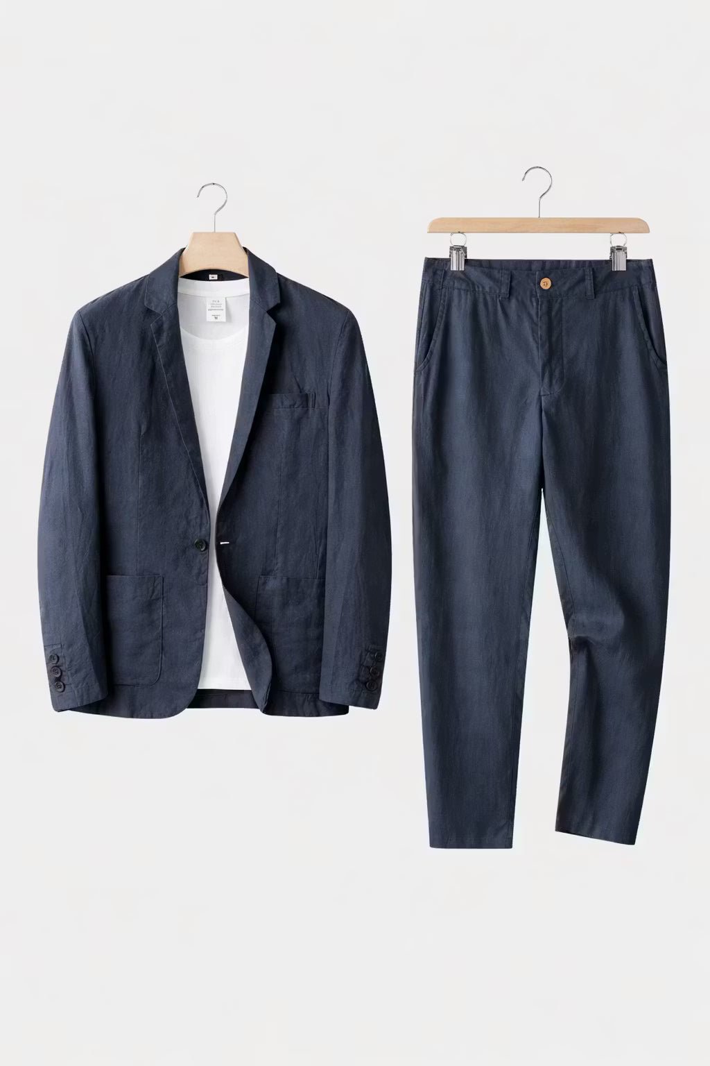 Men's Linen Suit Set Two-Piece Blazer & Trousers Relaxed Fit Breathable Smart-Casual Wedding Holiday Occasion