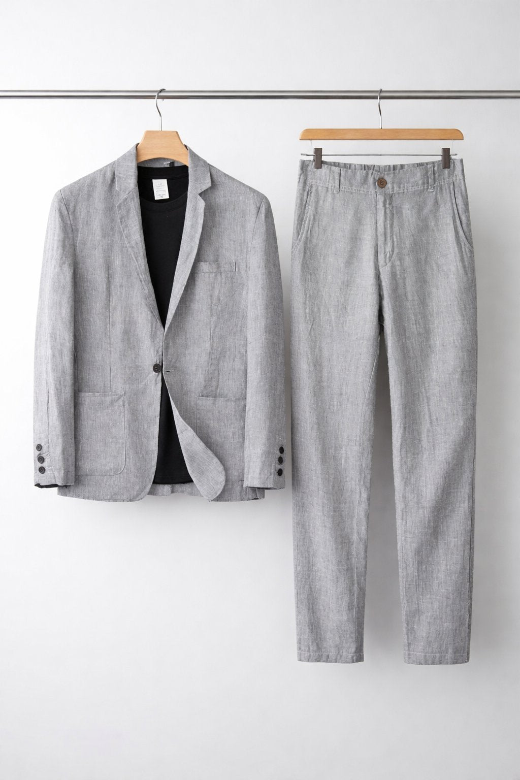 Men's Linen Suit Set Two-Piece Blazer & Trousers Relaxed Fit Breathable Smart-Casual Wedding Holiday Occasion