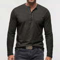 Men's Long Sleeve Button Neck Shirt Relaxed Fit Casual Everyday Wear