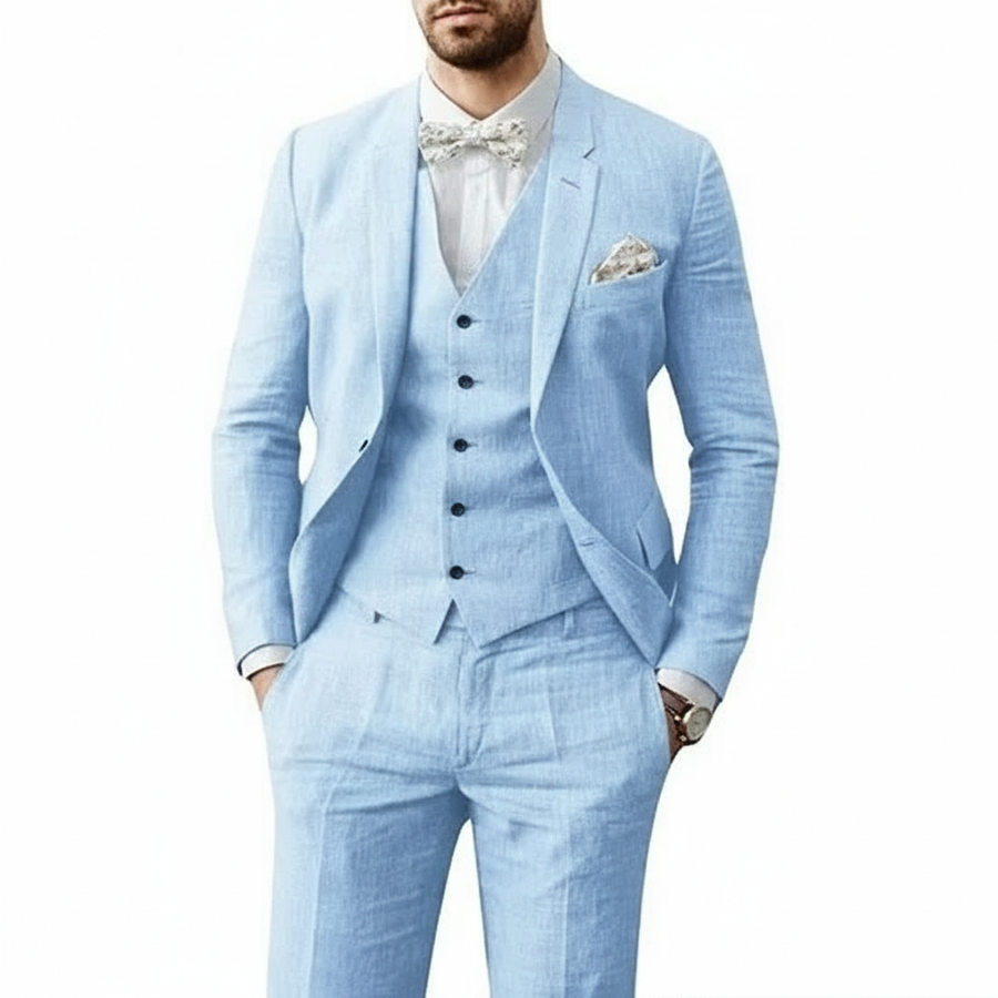 Men's Three-Piece Suit Blazer Waistcoat Trousers Slim Fit Tailored Formal Wedding Business Occasion Winchester