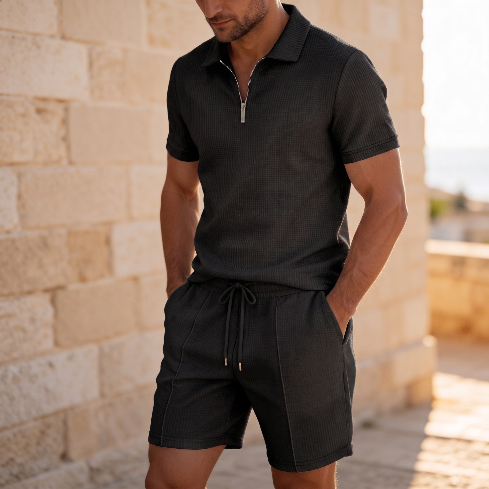 Men's Casual Polo Shirt and Shorts Set | Stylish