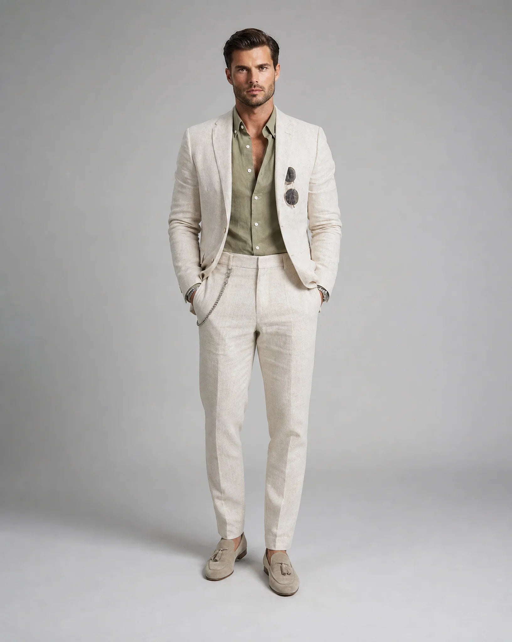 Men's Summer Wedding Suit Two-Piece Tailored Fit Lightweight Stylish Formal