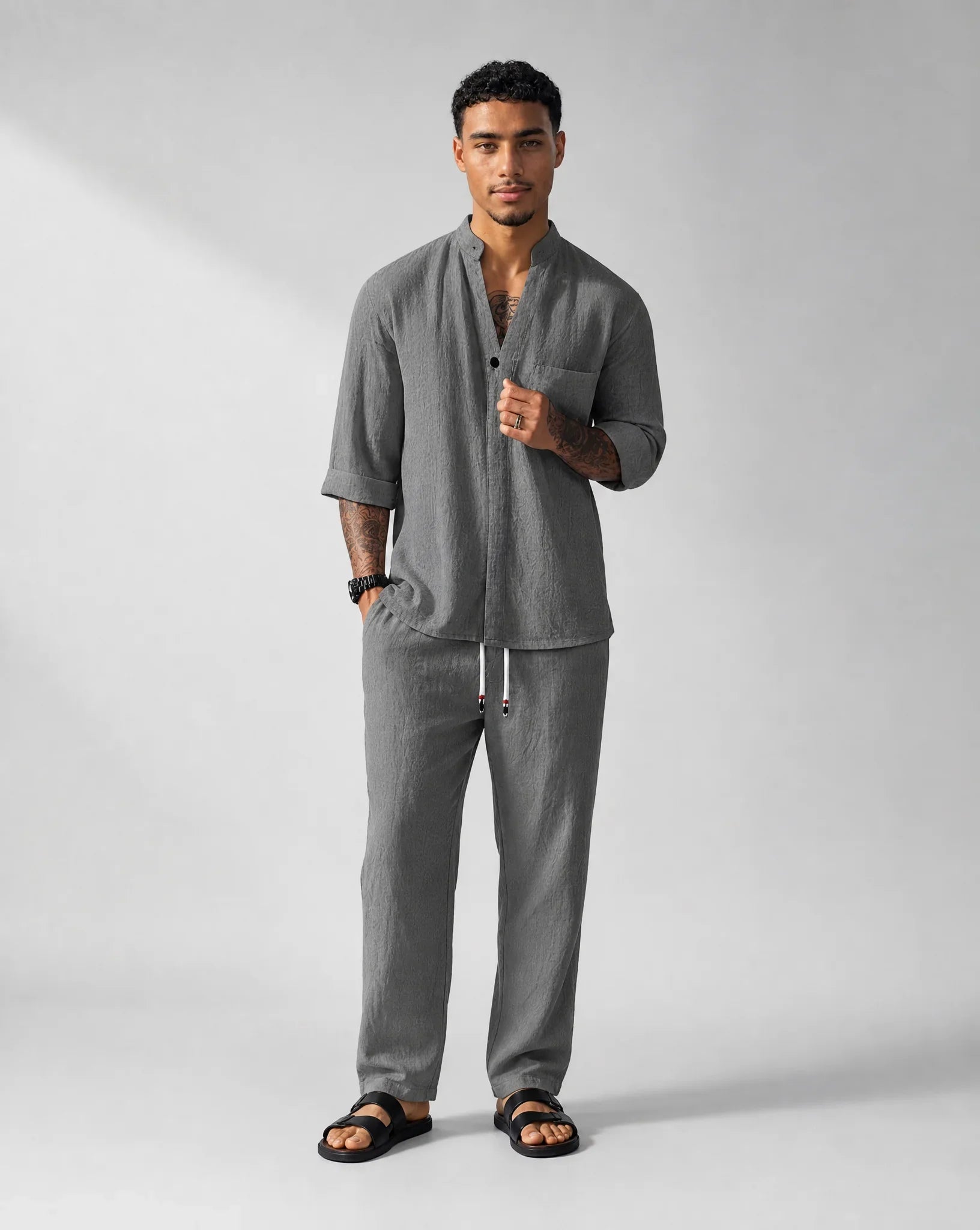 Men's Relaxed Two-Piece Outfit Short-Sleeve Casual Comfortable Everyday Wear