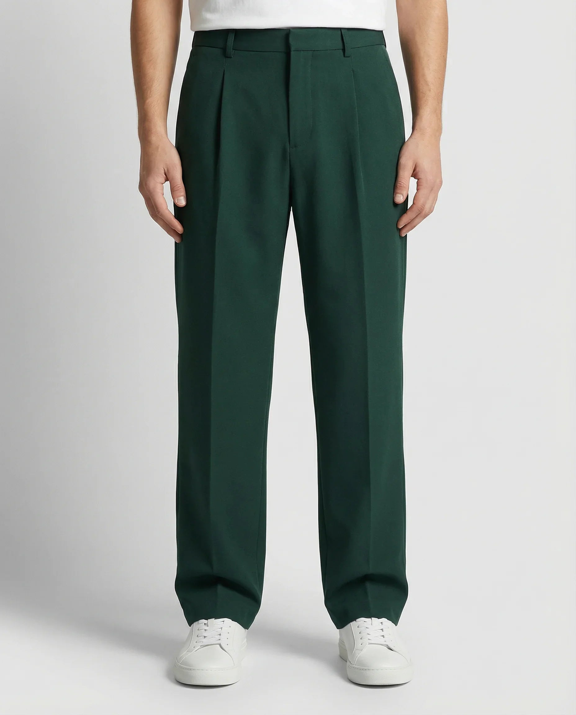 Men's Tailored Wide Leg Trousers Smart-Casual Relaxed Fit Classic Style Everyday