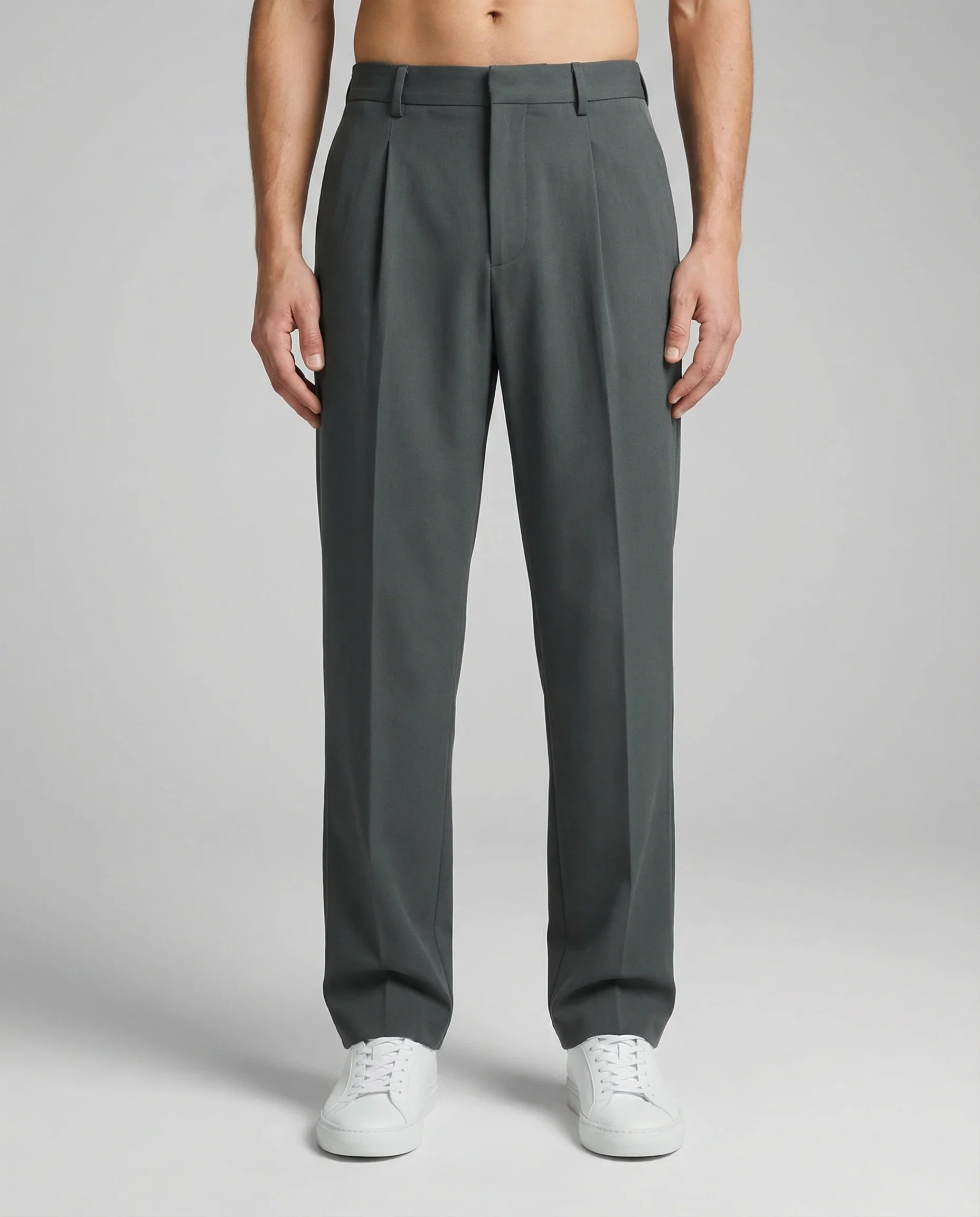 Men's Tailored Wide Leg Trousers Smart-Casual Relaxed Fit Classic Style Everyday