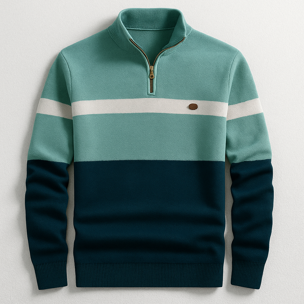 Men's Cosy Half-Zip Jumper Relaxed Fit Long Sleeve Casual Layering