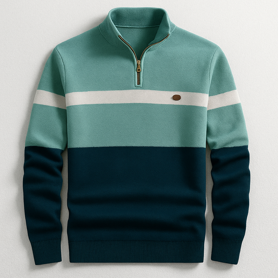 Men's Cosy Half-Zip Jumper Relaxed Fit Long Sleeve Casual Layering