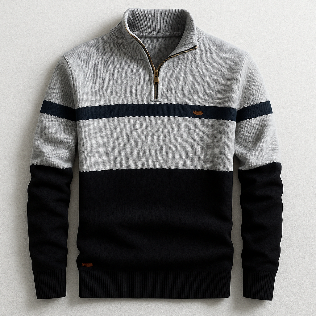 Men's Cosy Half-Zip Jumper Relaxed Fit Long Sleeve Casual Layering