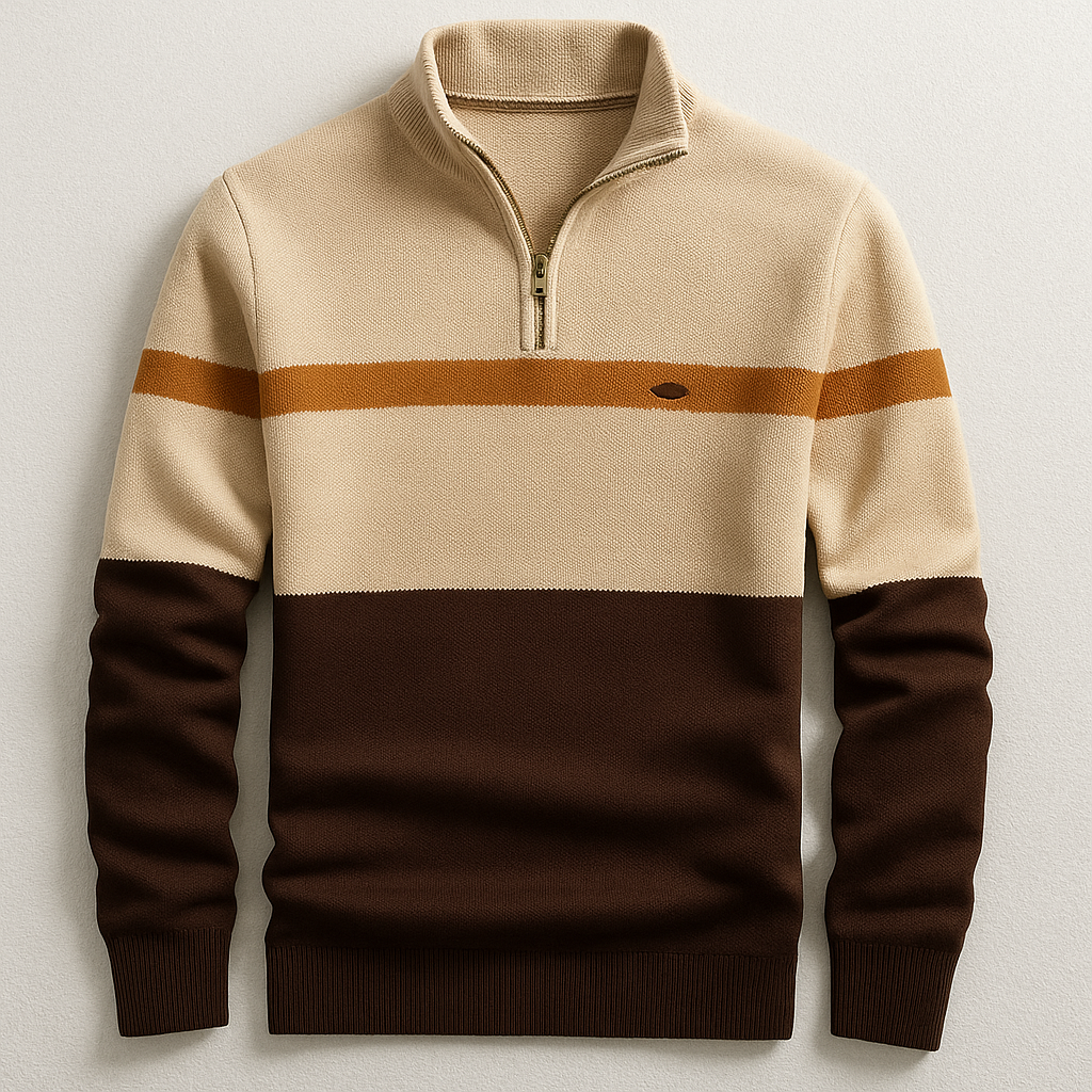 Men's Cosy Half-Zip Jumper Relaxed Fit Long Sleeve Casual Layering