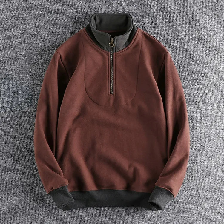 Men's Pullover Half-Zip Sweatshirt Relaxed Fit Long Sleeve Casual Everyday