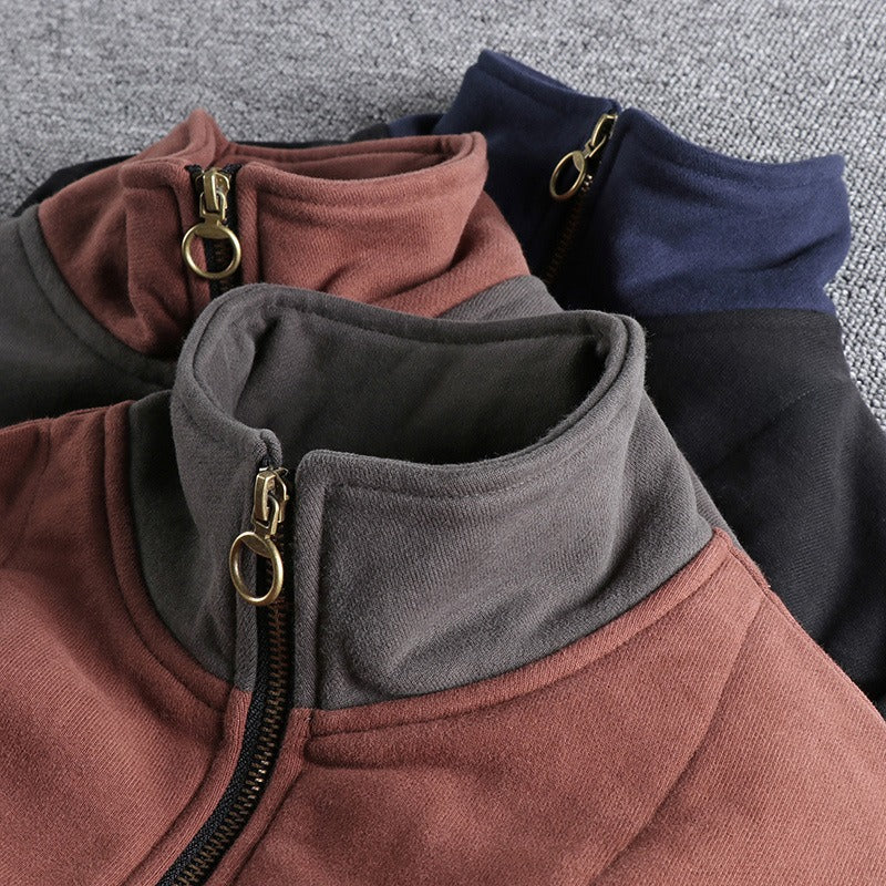 Men's Pullover Half-Zip Sweatshirt Relaxed Fit Long Sleeve Casual Everyday