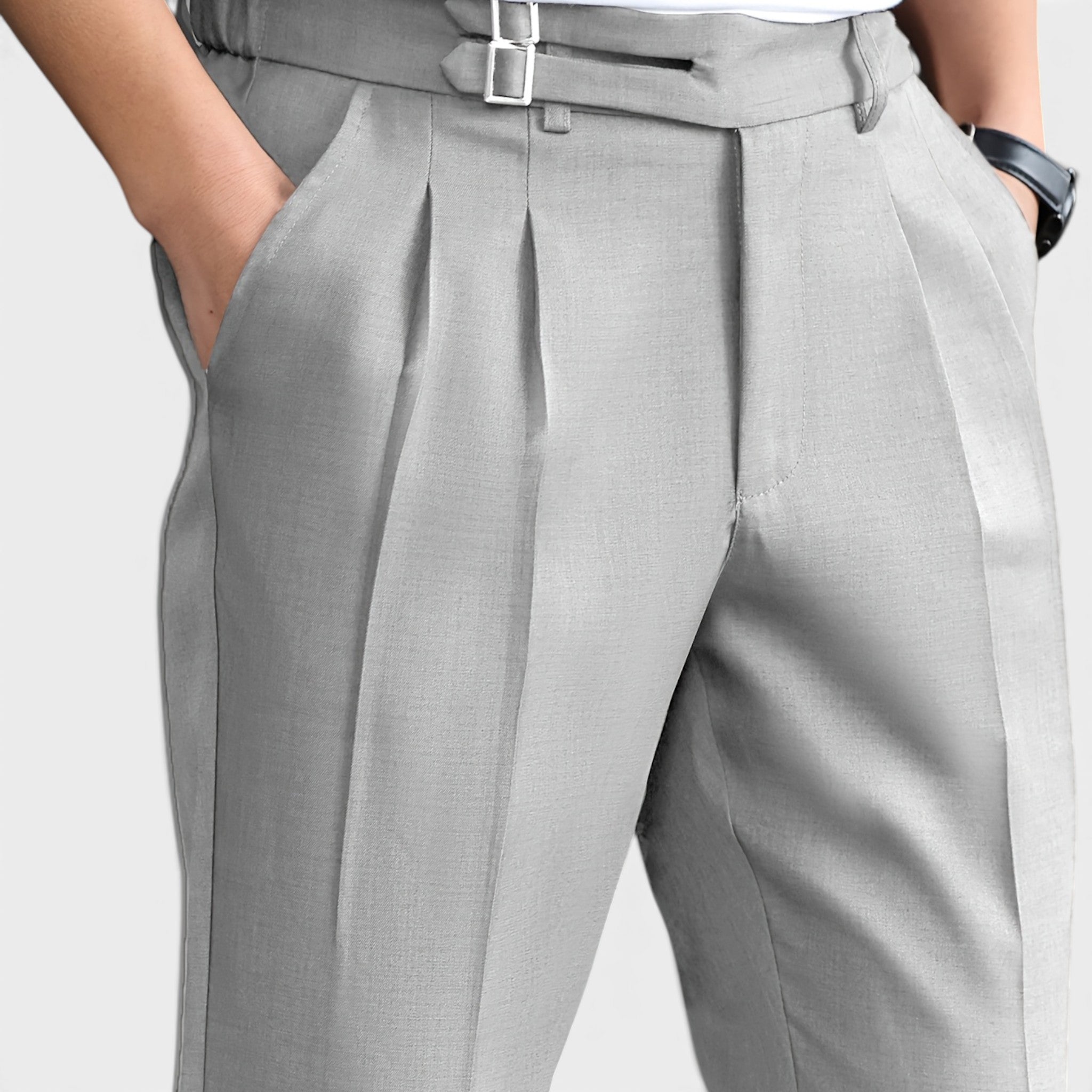 Men’s Double Pleated Casual Trousers Regular Fit