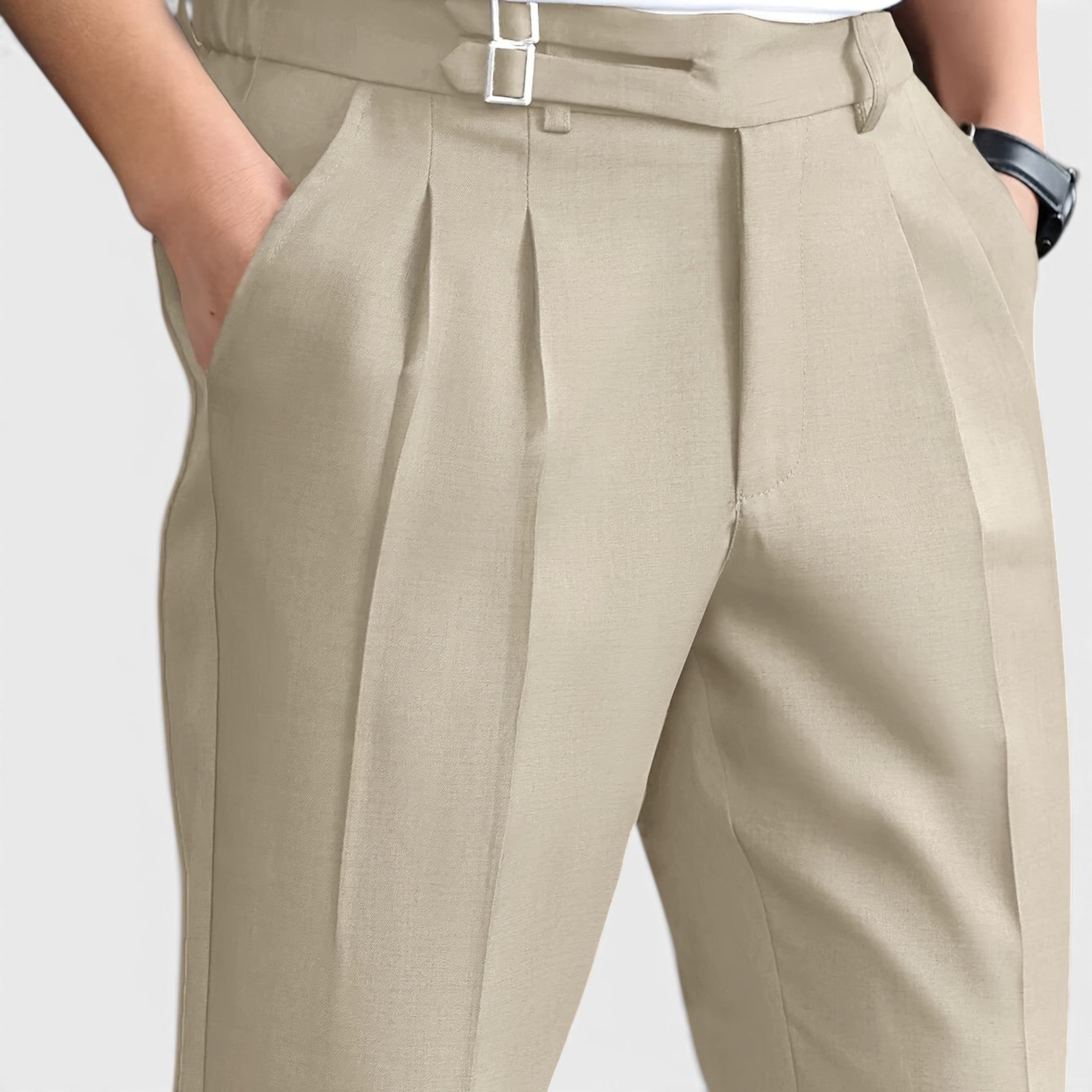 Men’s Double Pleated Casual Trousers Regular Fit