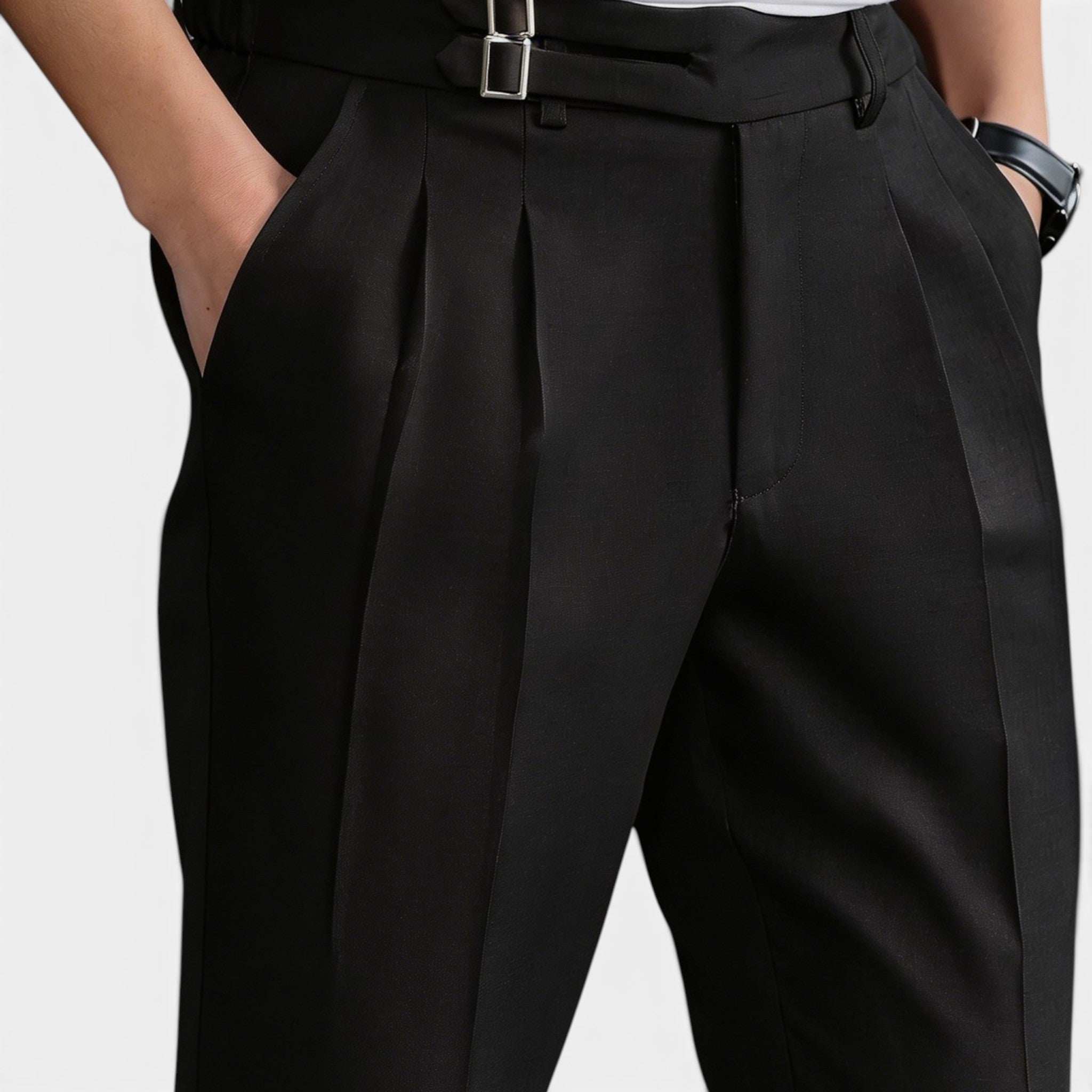 Men’s Double Pleated Casual Trousers Regular Fit