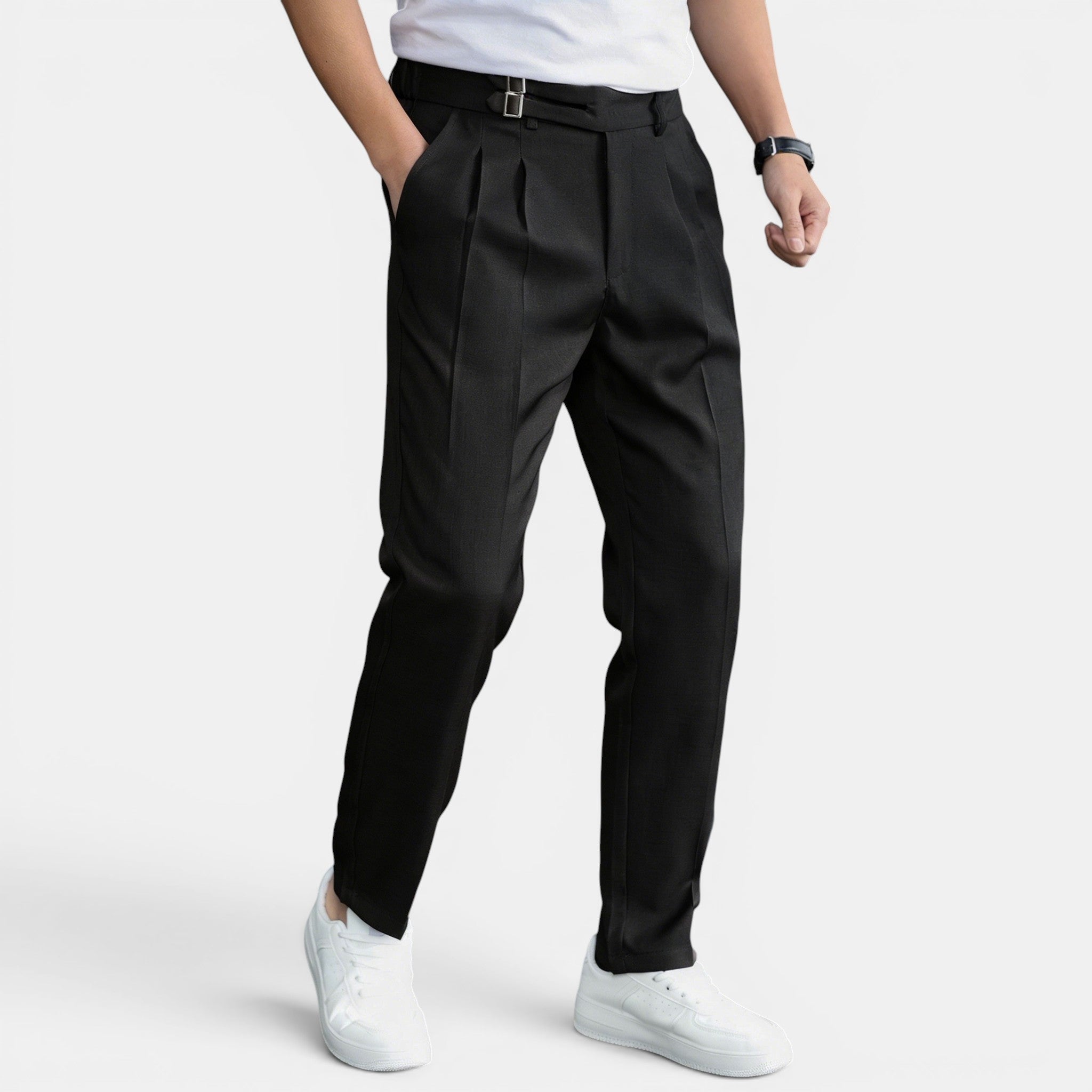 Men’s Double Pleated Casual Trousers Regular Fit