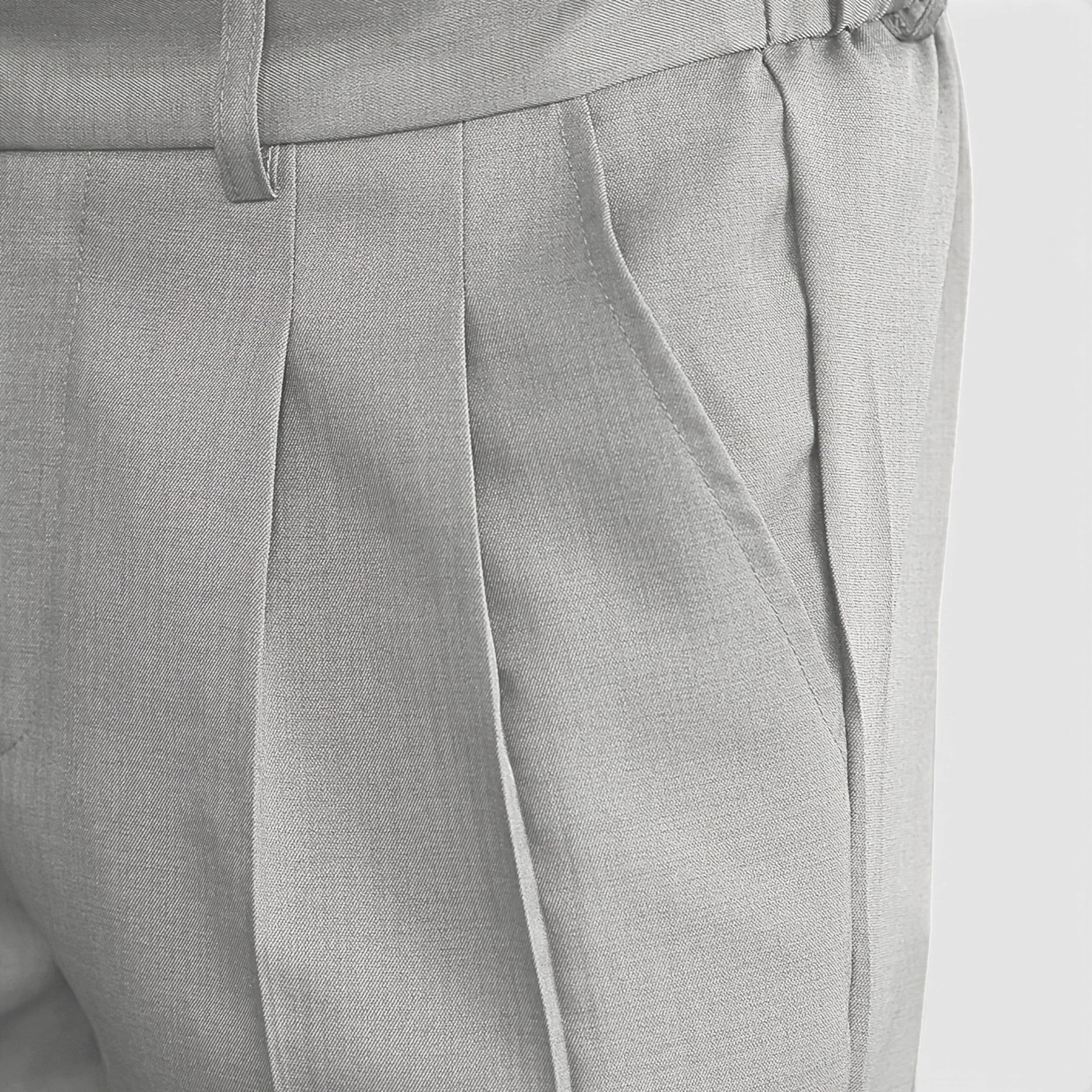 Men’s Double Pleated Casual Trousers Regular Fit