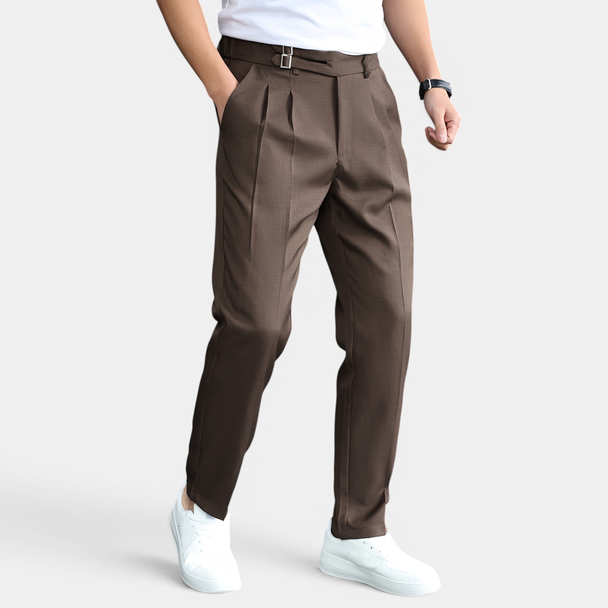 Men’s Double Pleated Casual Trousers Regular Fit