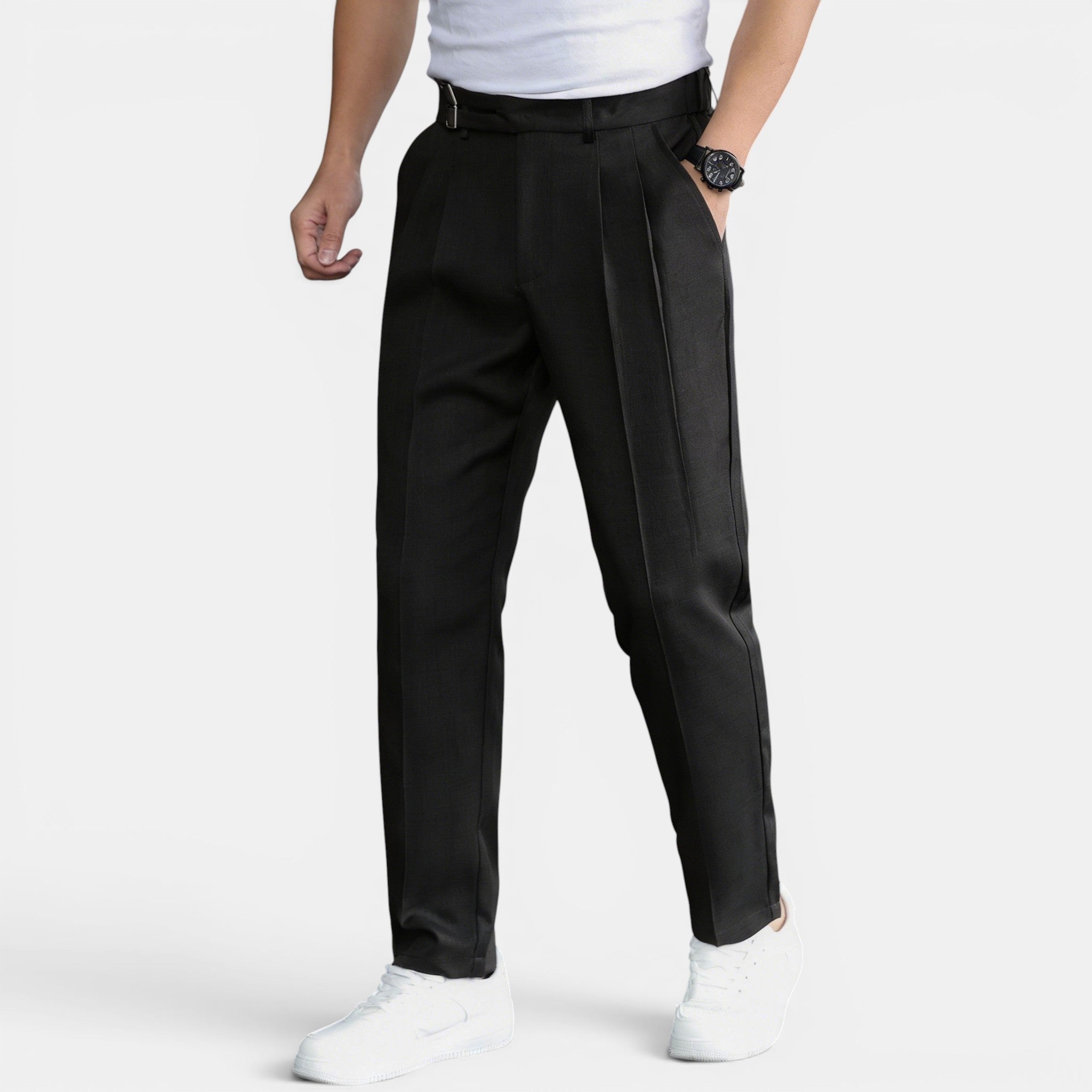 Men’s Double Pleated Casual Trousers Regular Fit