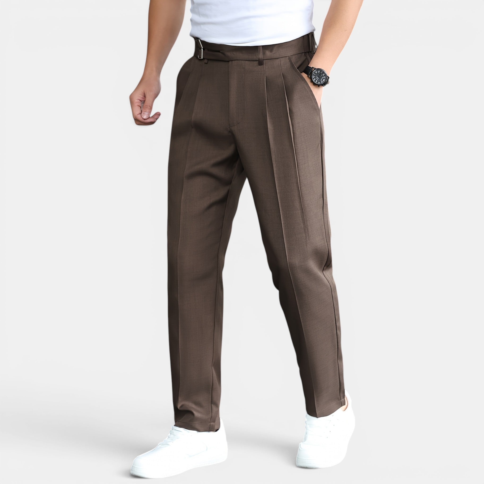 Men’s Double Pleated Casual Trousers Regular Fit
