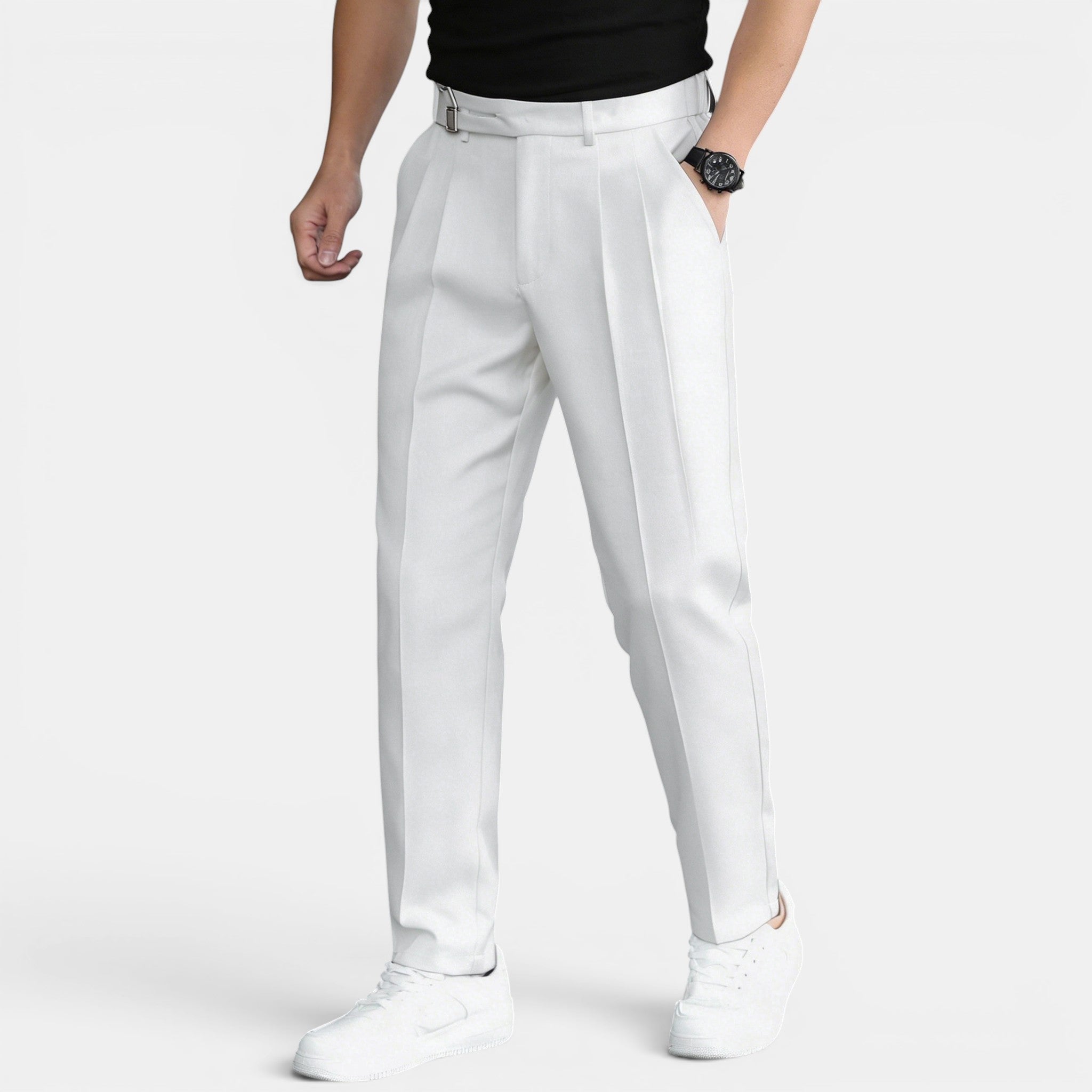 Men’s Double Pleated Casual Trousers Regular Fit