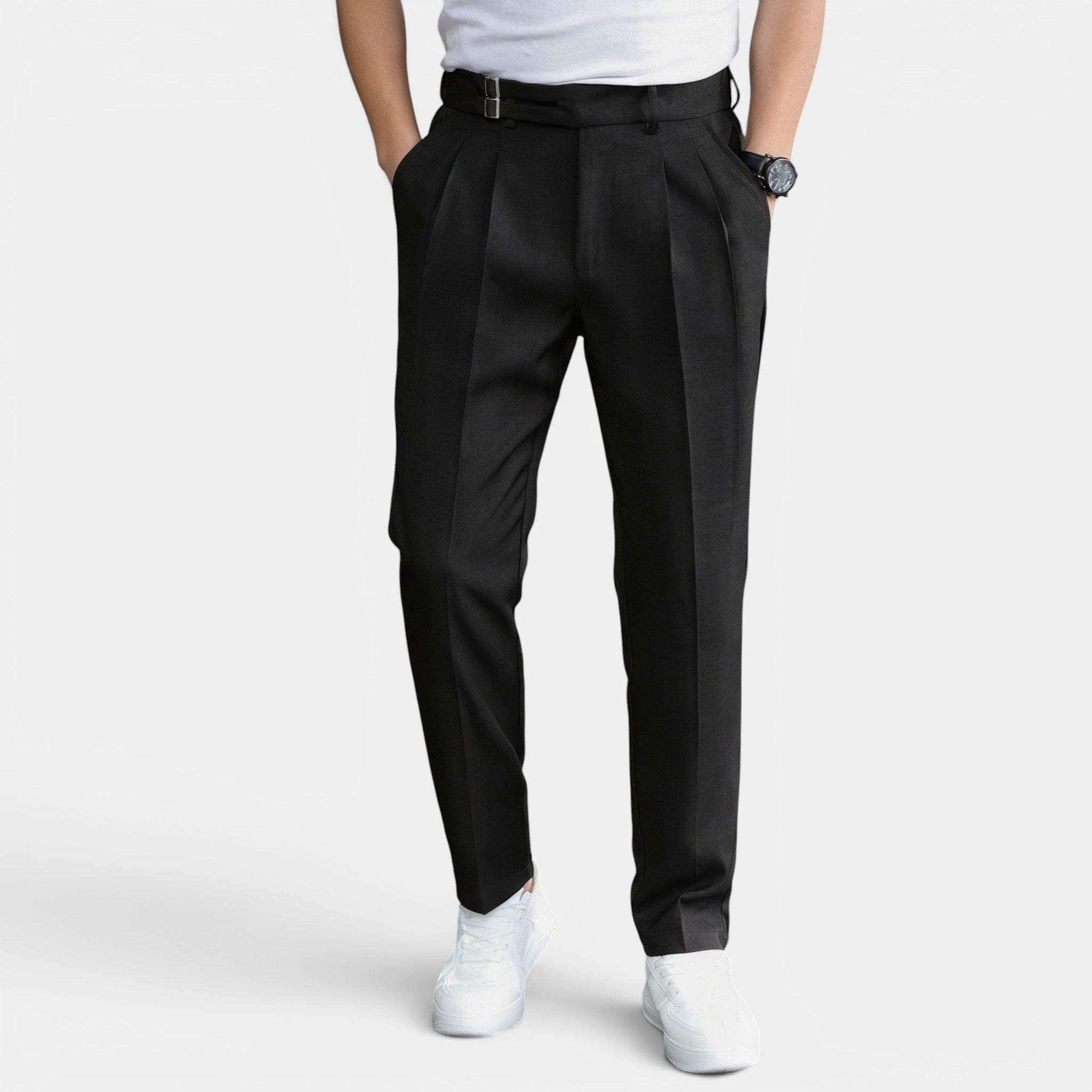 Men’s Double Pleated Casual Trousers Regular Fit