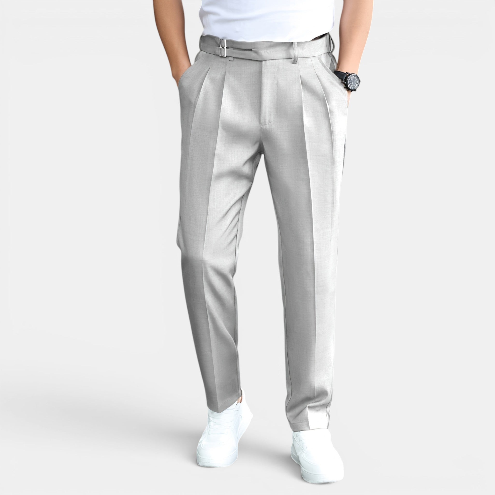 Men’s Double Pleated Casual Trousers Regular Fit