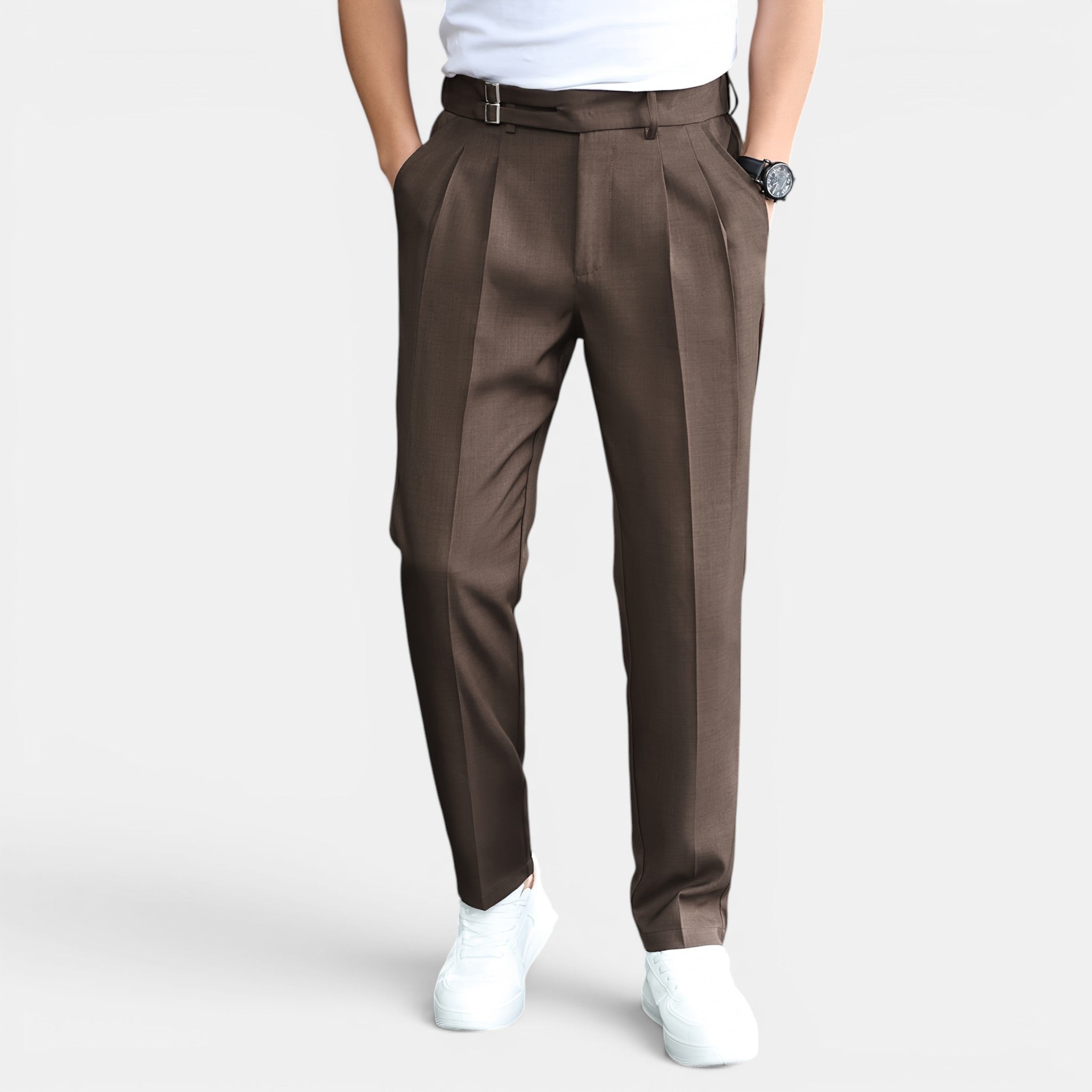 Men’s Double Pleated Casual Trousers Regular Fit