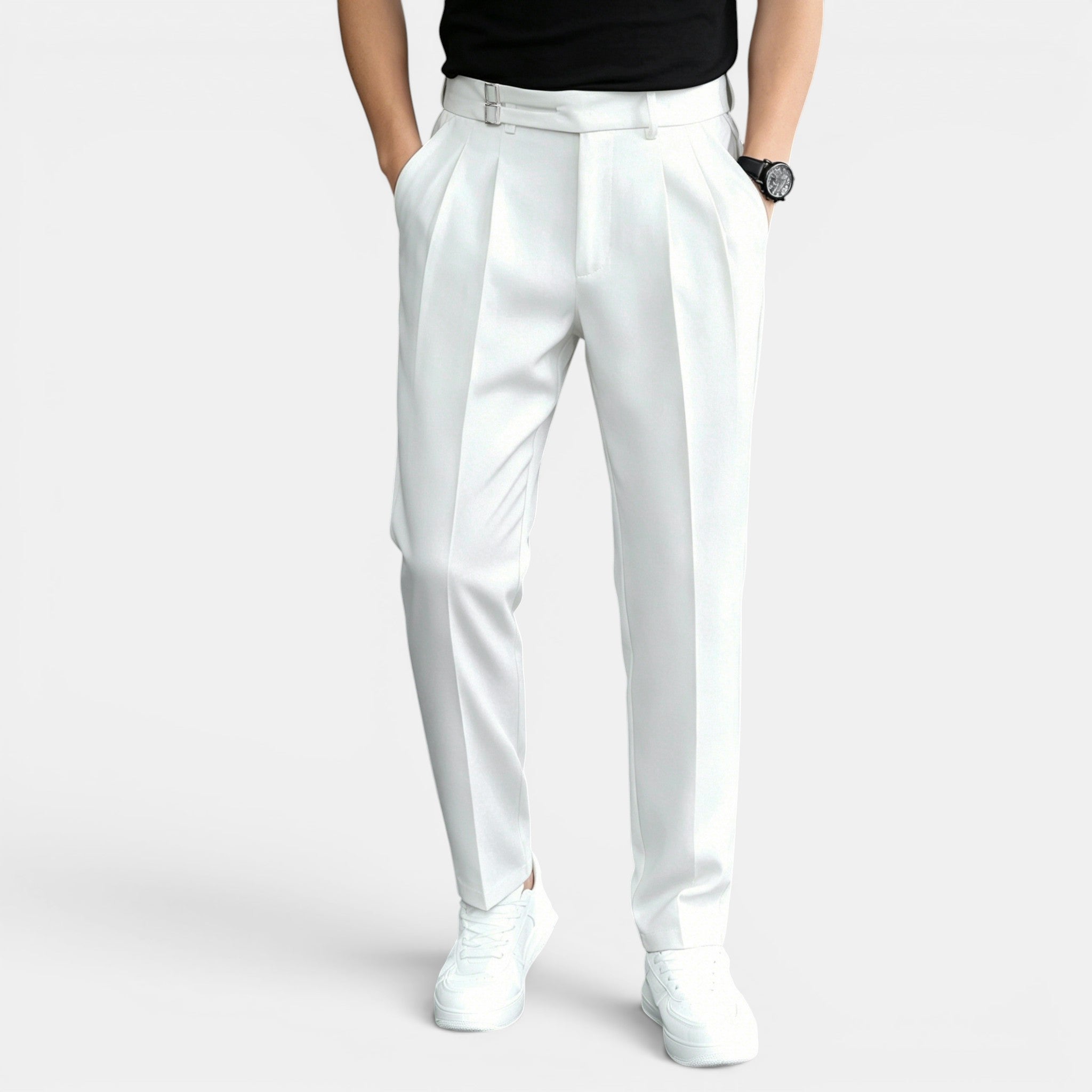 Men’s Double Pleated Casual Trousers Regular Fit