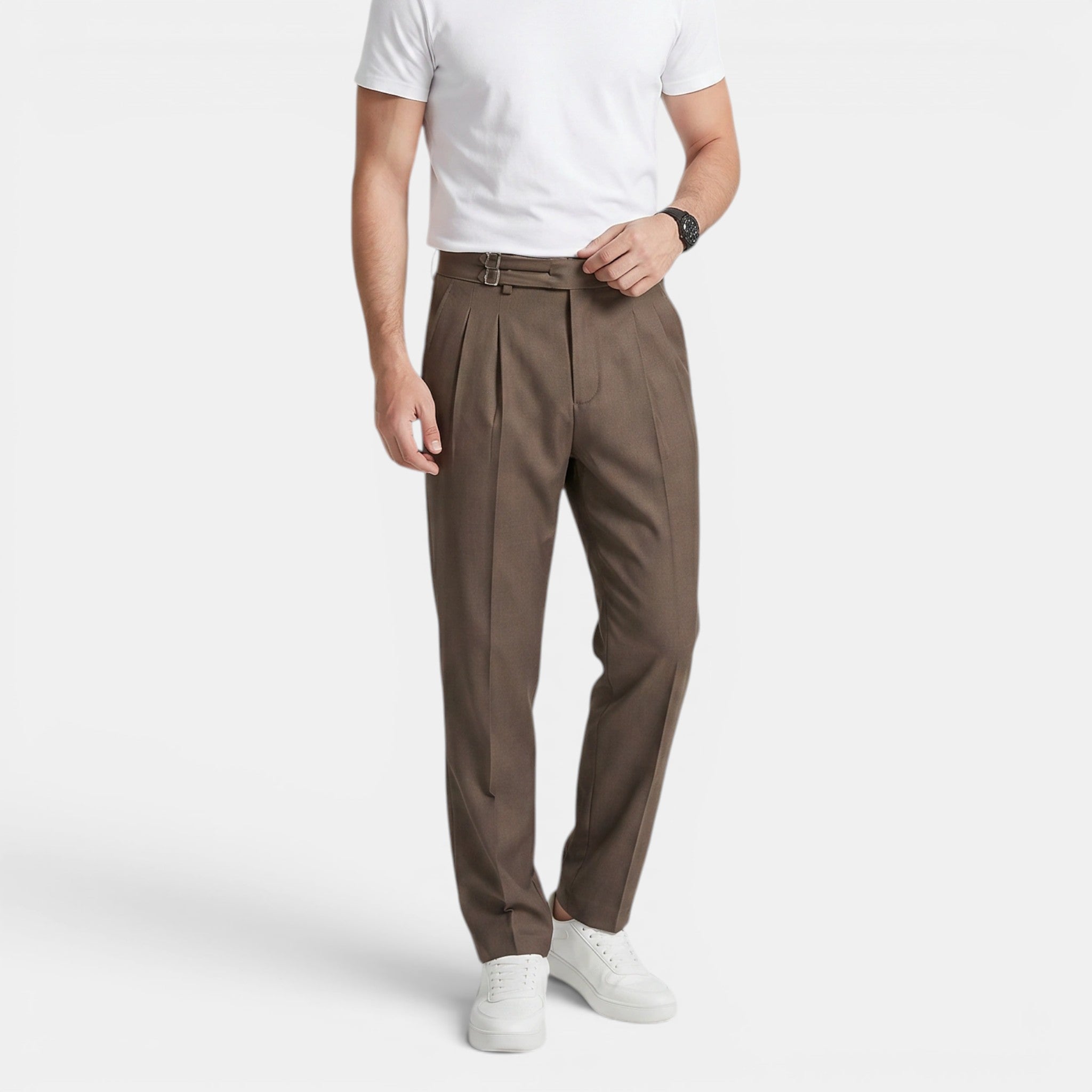 Men’s Double Pleated Casual Trousers Regular Fit