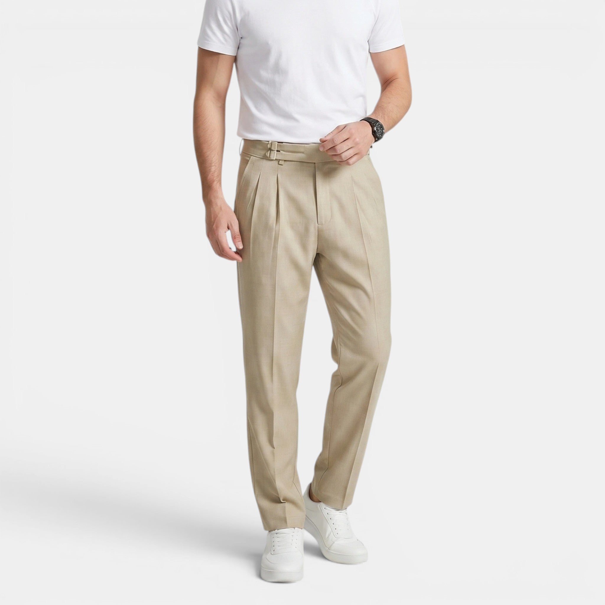 Men’s Double Pleated Casual Trousers Regular Fit