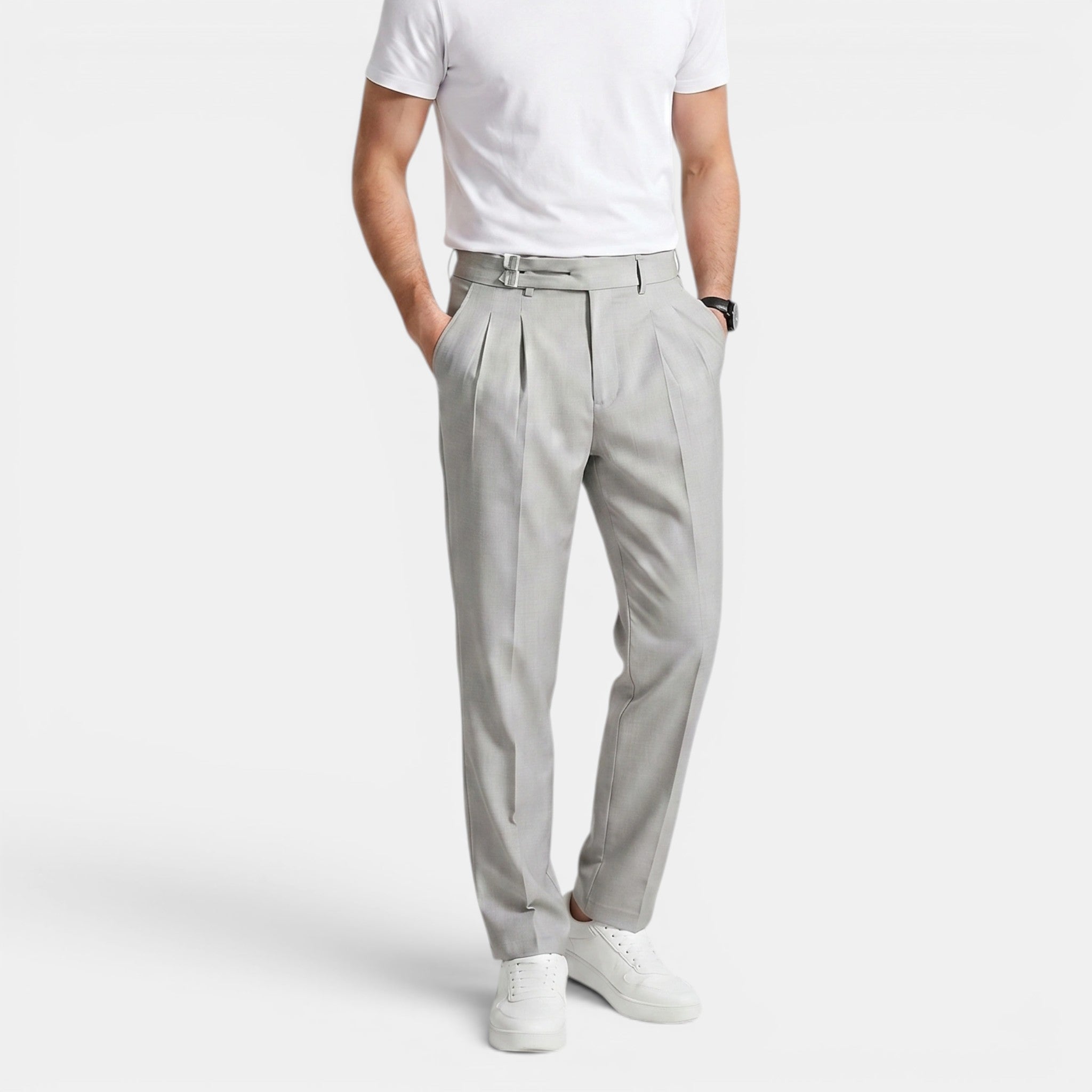 Men’s Double Pleated Casual Trousers Regular Fit