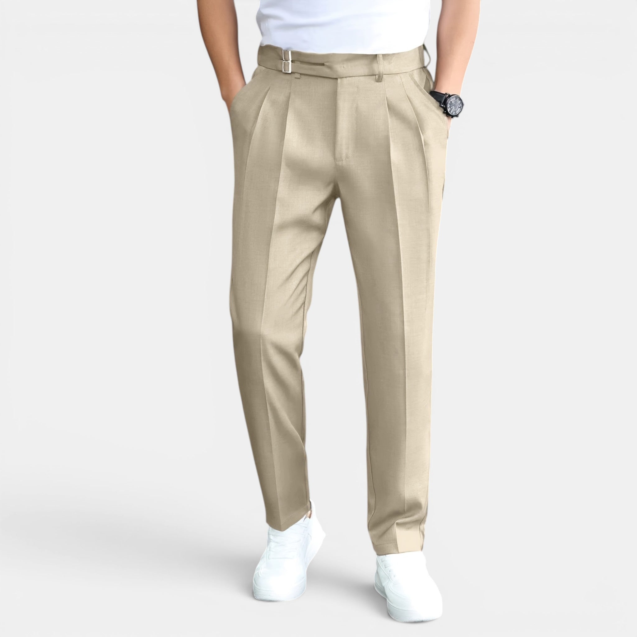 Men’s Double Pleated Casual Trousers Regular Fit