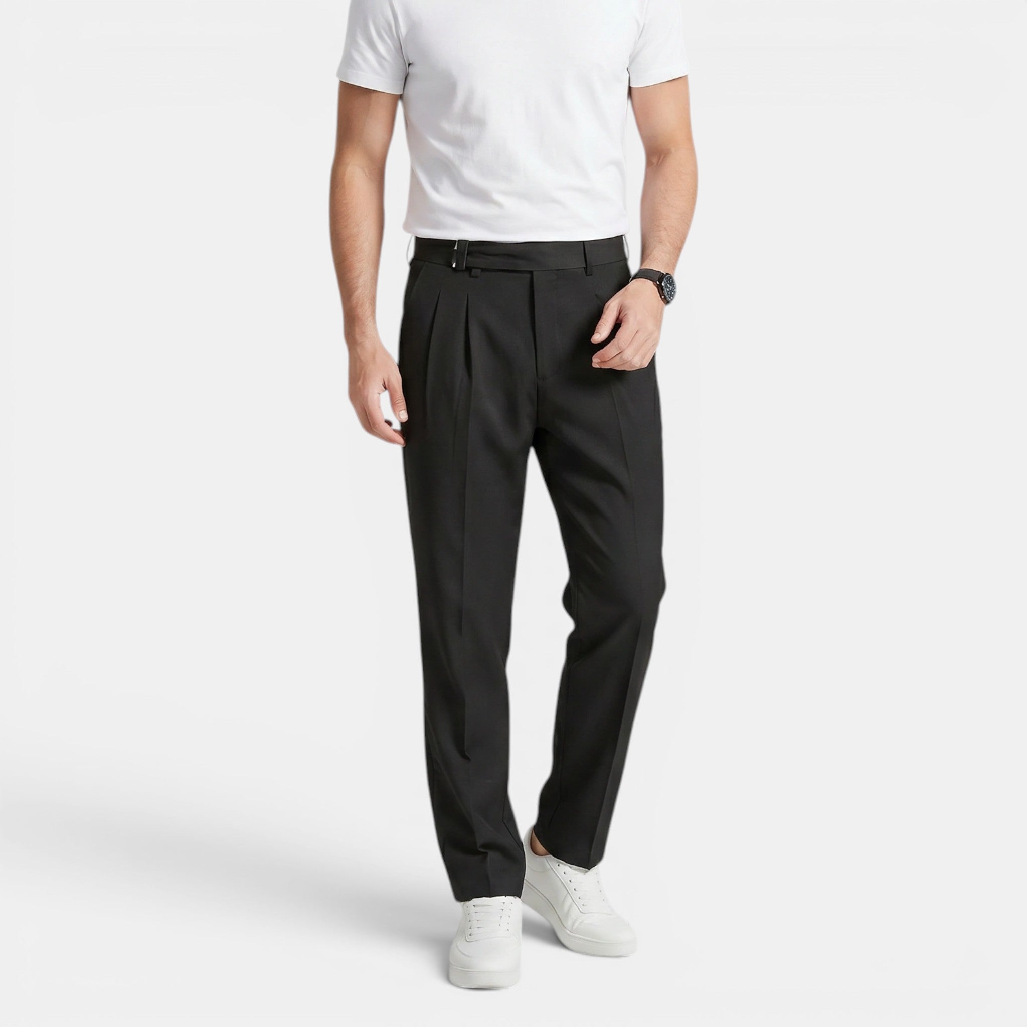 Men’s Double Pleated Casual Trousers Regular Fit