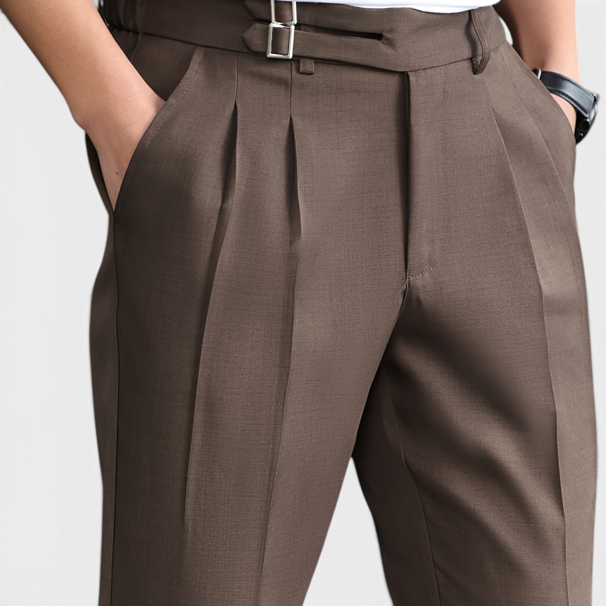 Men’s Double Pleated Casual Trousers Regular Fit