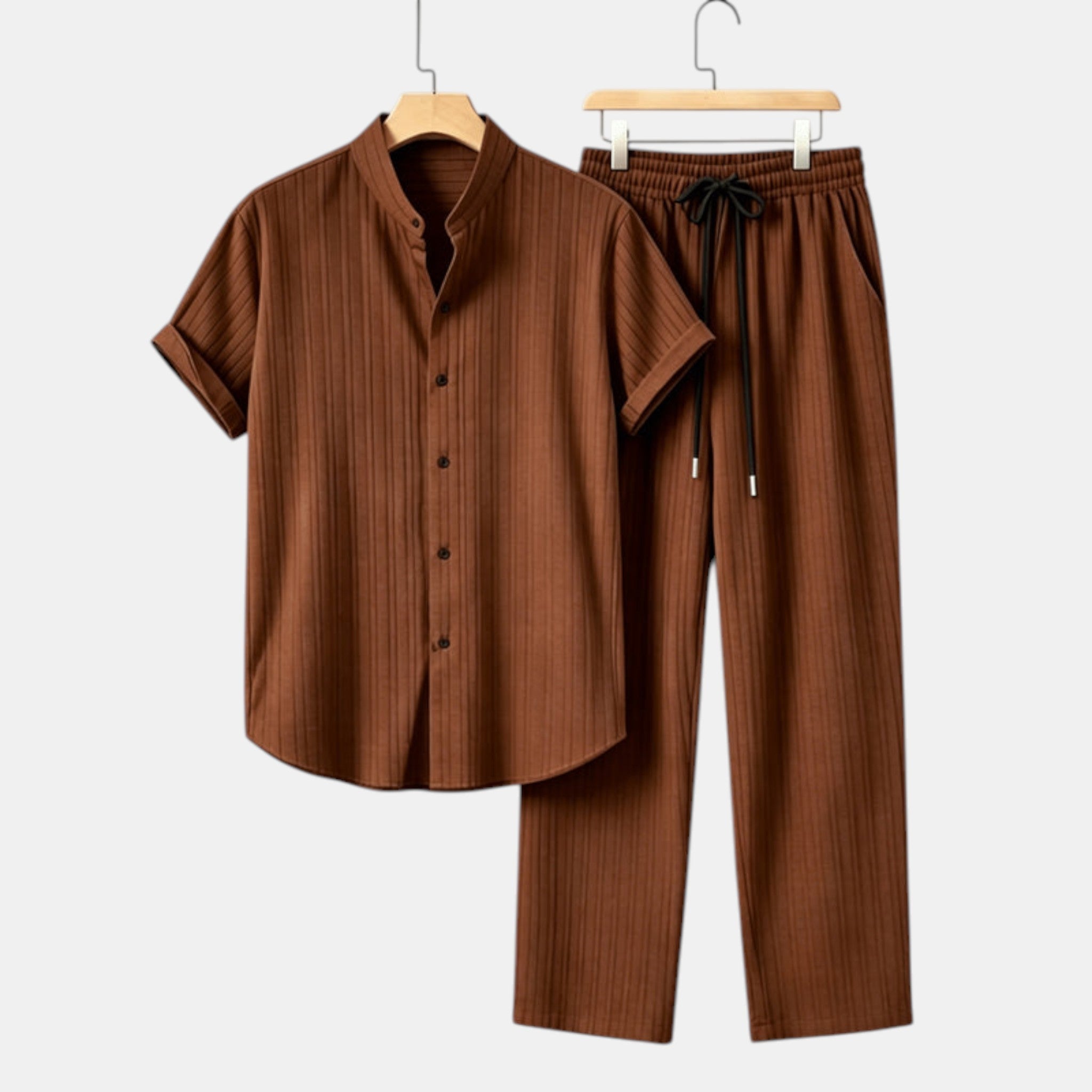 Men’s Striped Shirt and Pants Set Casual 2 Pieces