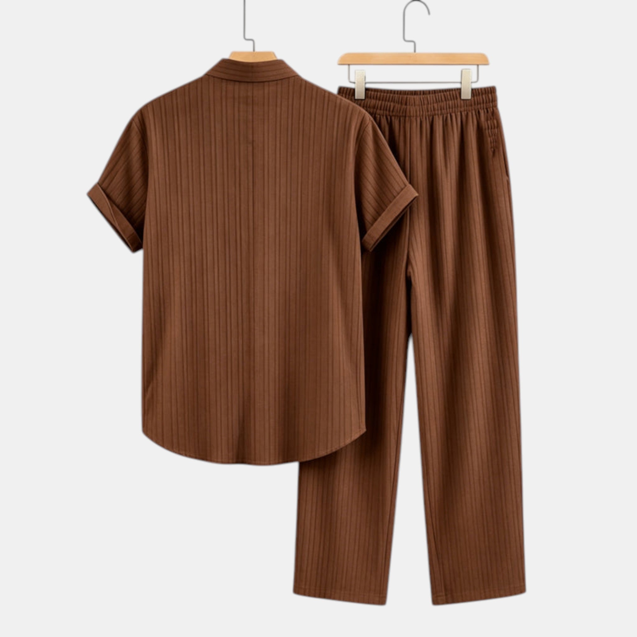 Men’s Striped Shirt and Pants Set Casual 2 Pieces