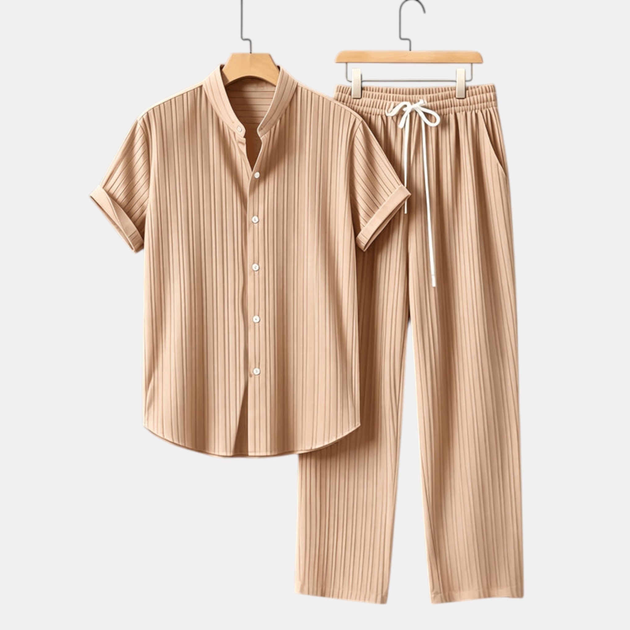 Men’s Striped Shirt and Pants Set Casual 2 Pieces