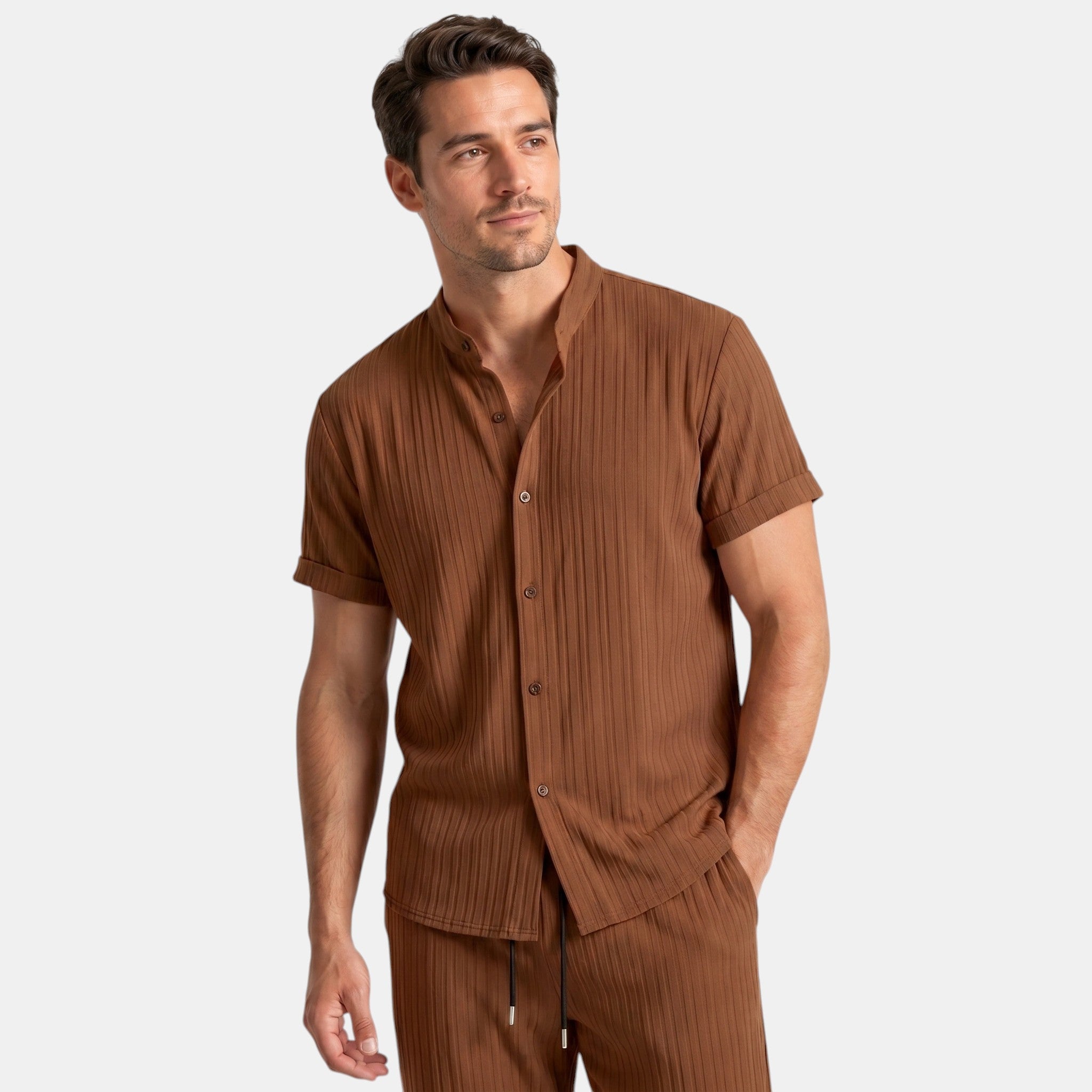 Men’s Striped Shirt and Pants Set Casual 2 Pieces