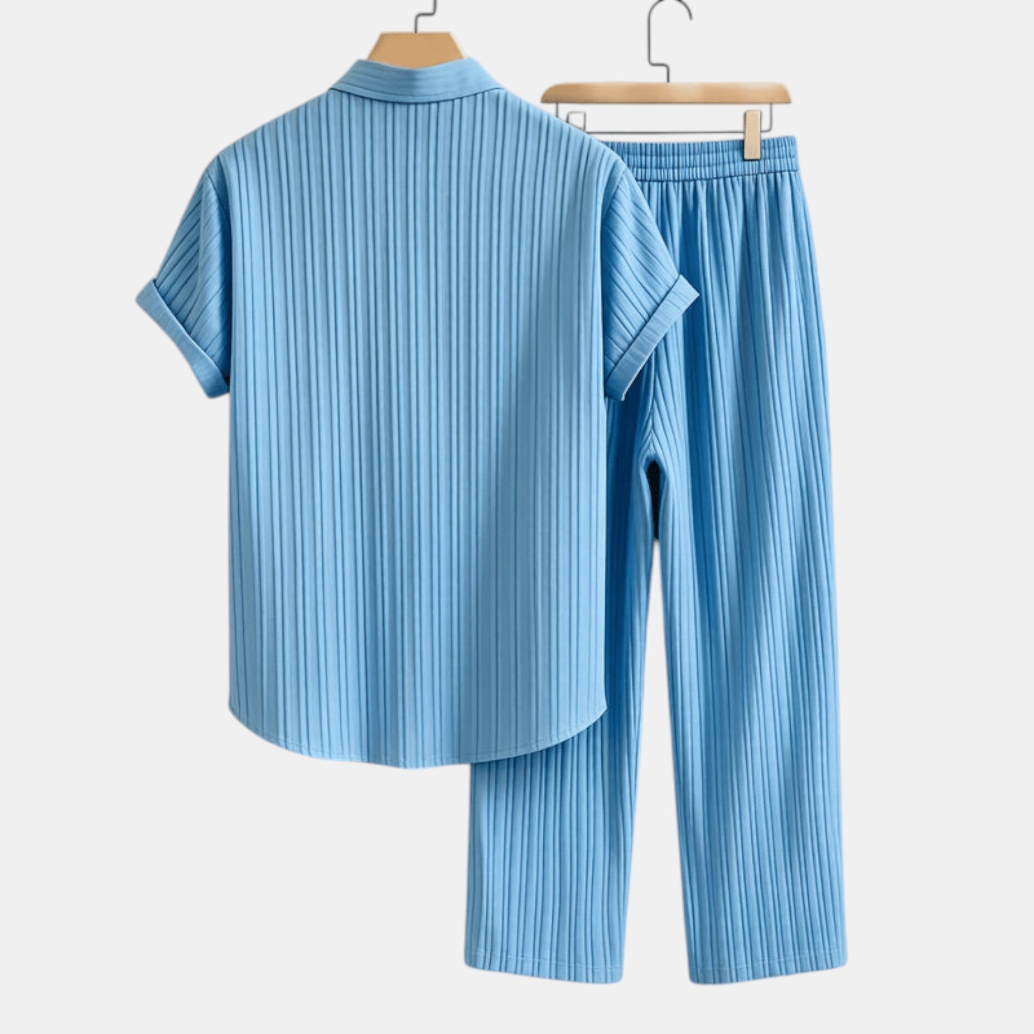 Men’s Striped Shirt and Pants Set Casual 2 Pieces