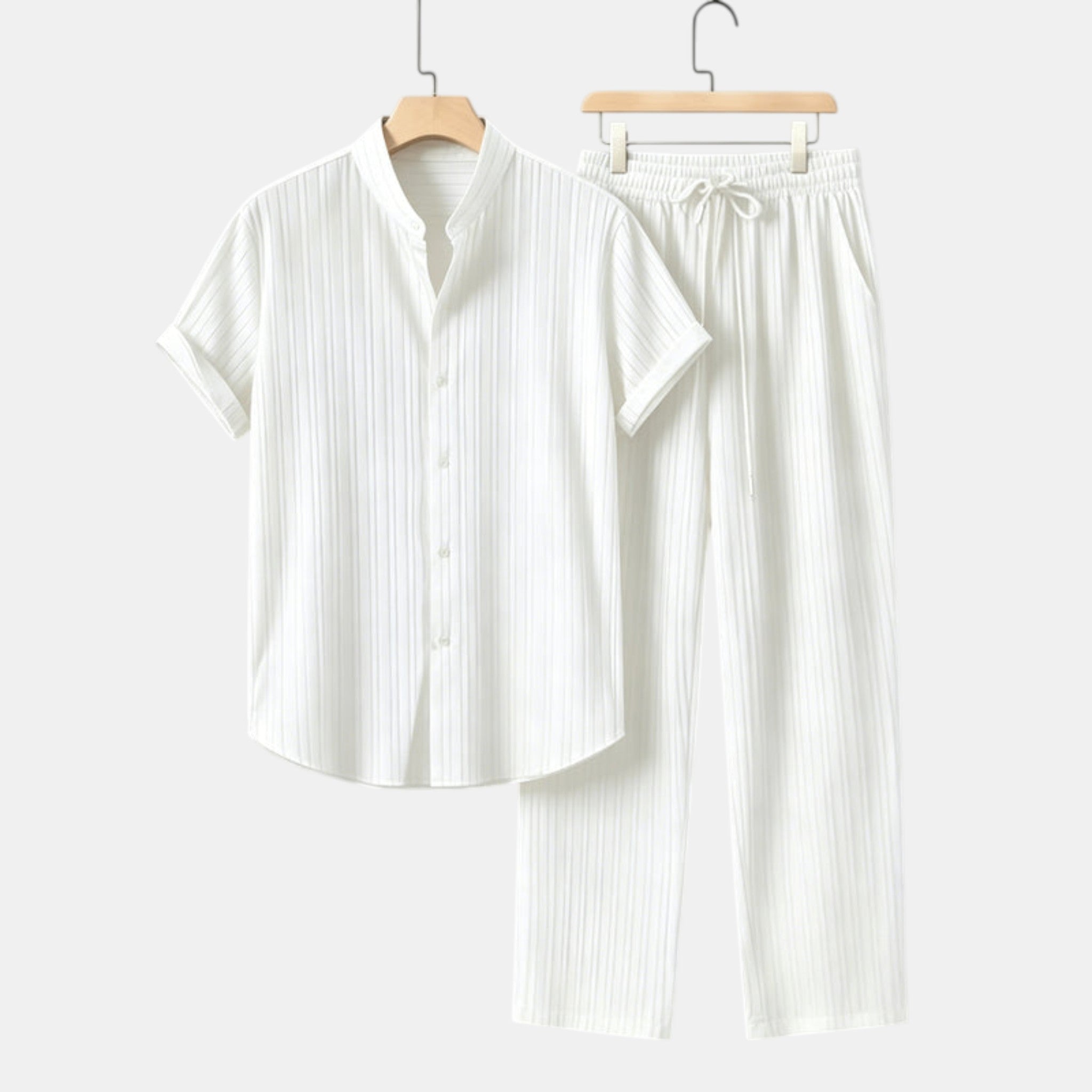 Men’s Striped Shirt and Pants Set Casual 2 Pieces