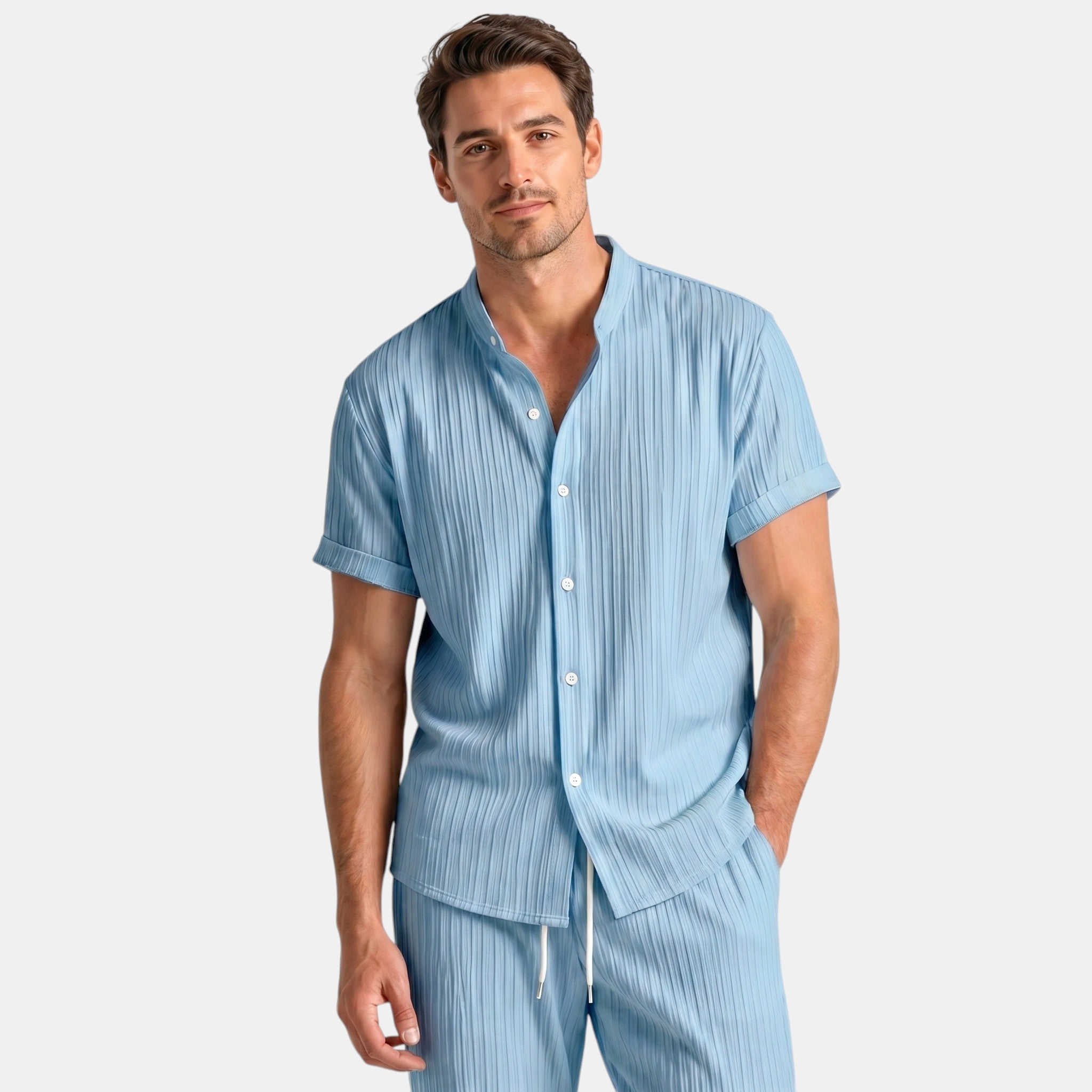 Men’s Striped Shirt and Pants Set Casual 2 Pieces