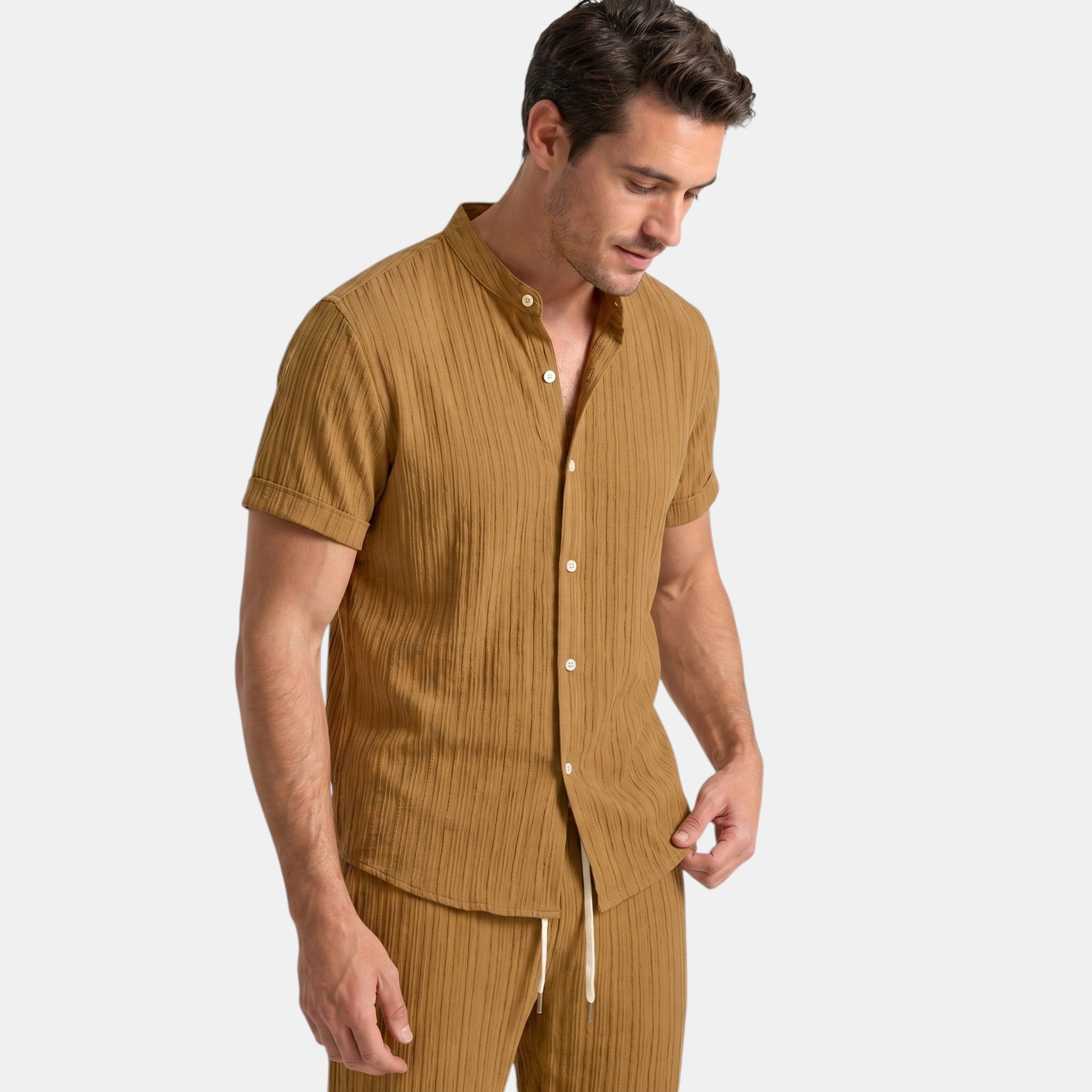 Men’s Striped Shirt and Pants Set Casual 2 Pieces