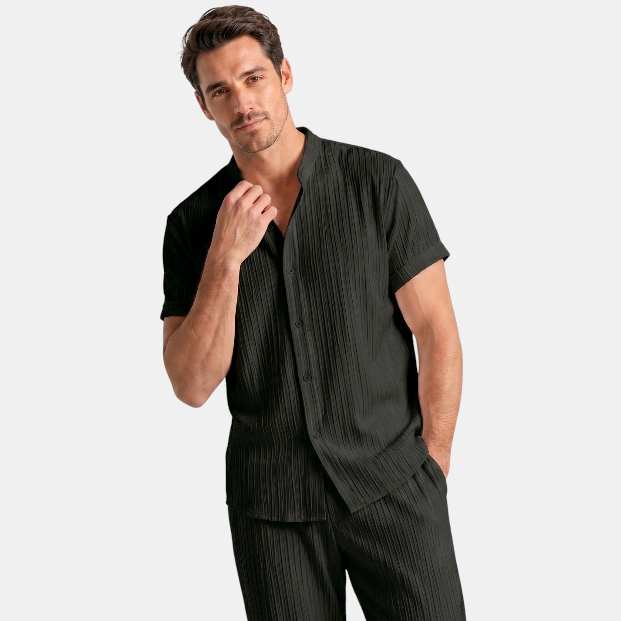 Men’s Striped Shirt and Pants Set Casual 2 Pieces