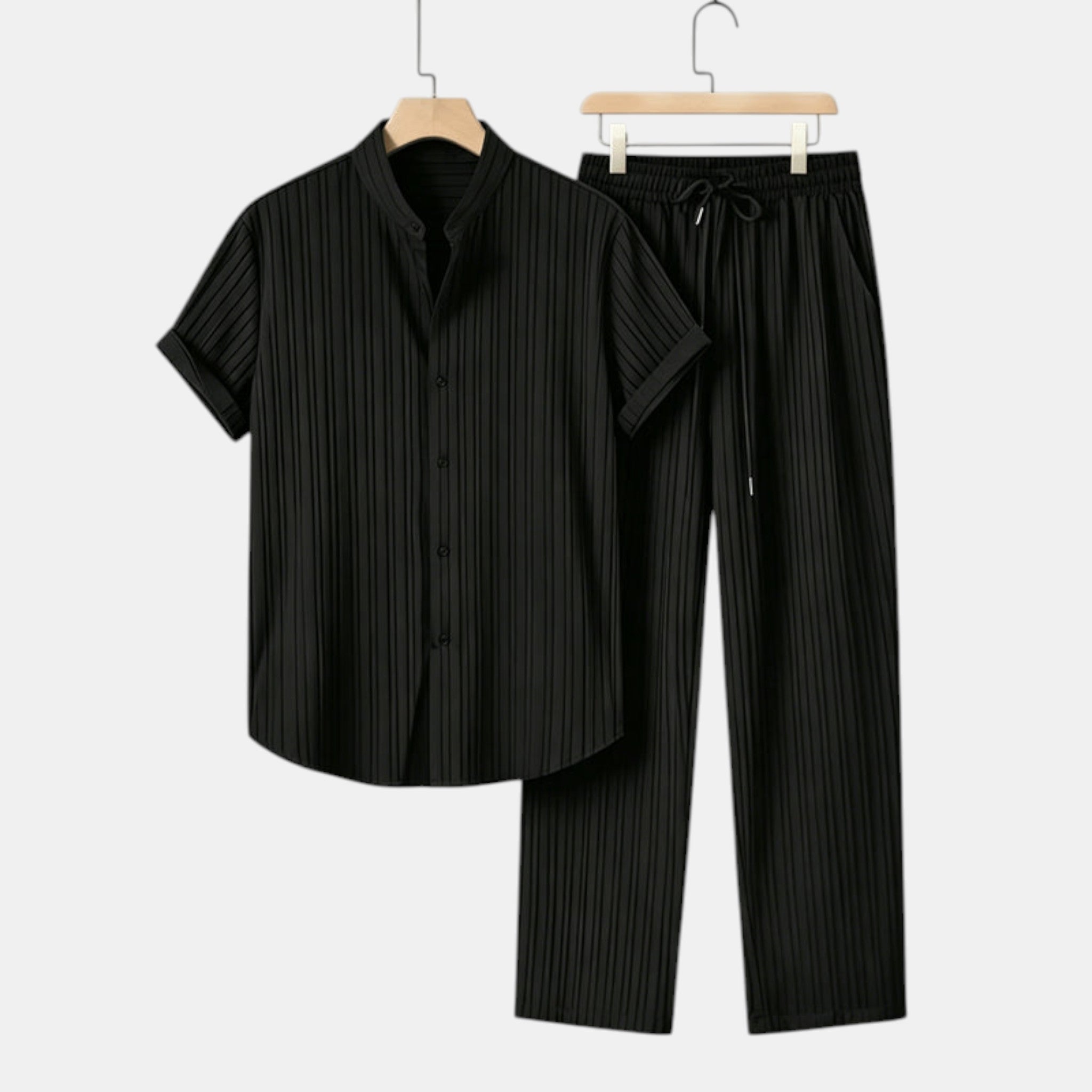 Men’s Striped Shirt and Pants Set Casual 2 Pieces