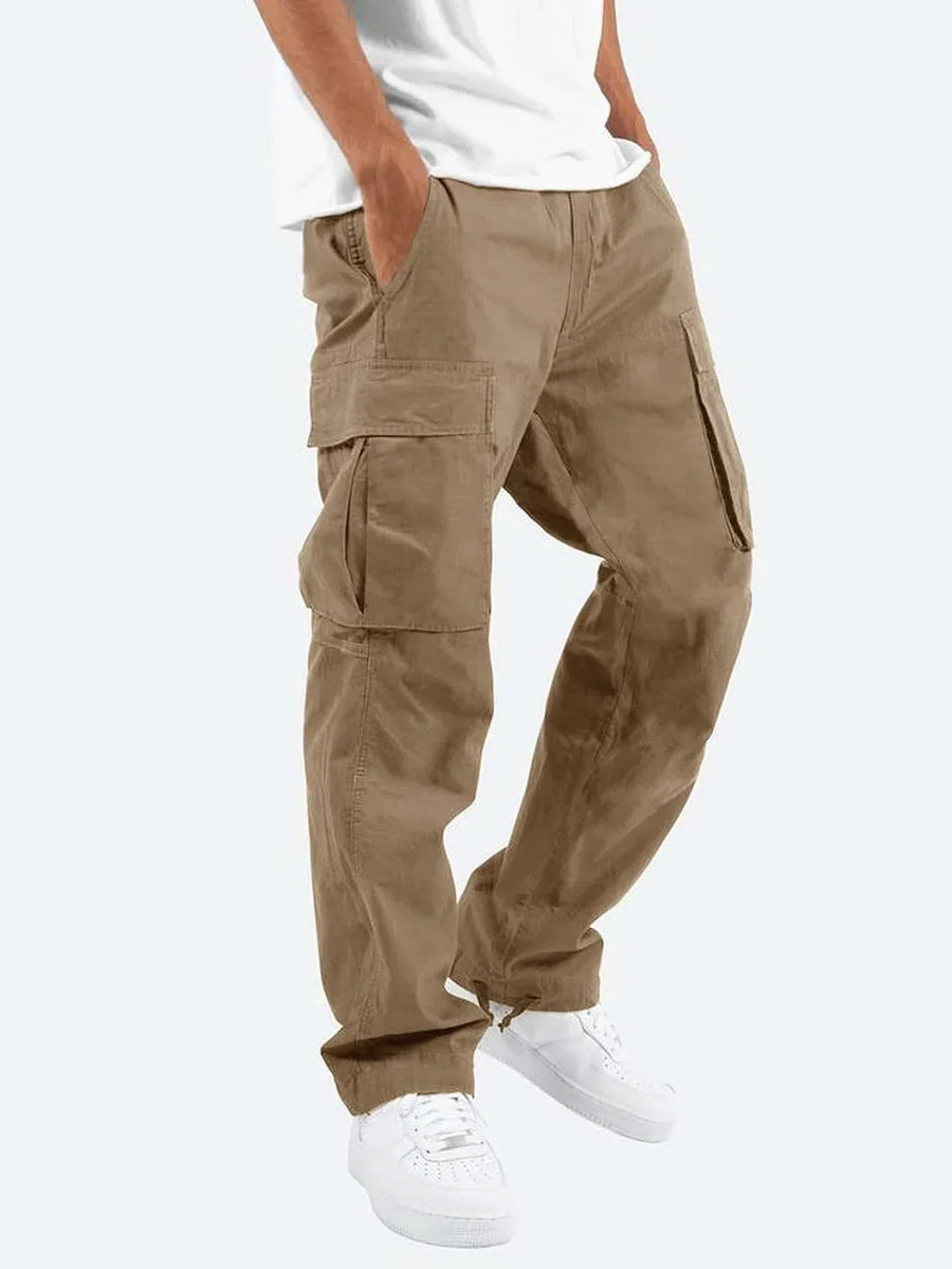 Men's Relaxed Fit Cargo Trousers Utility Side Pockets Versatile Everyday Wear